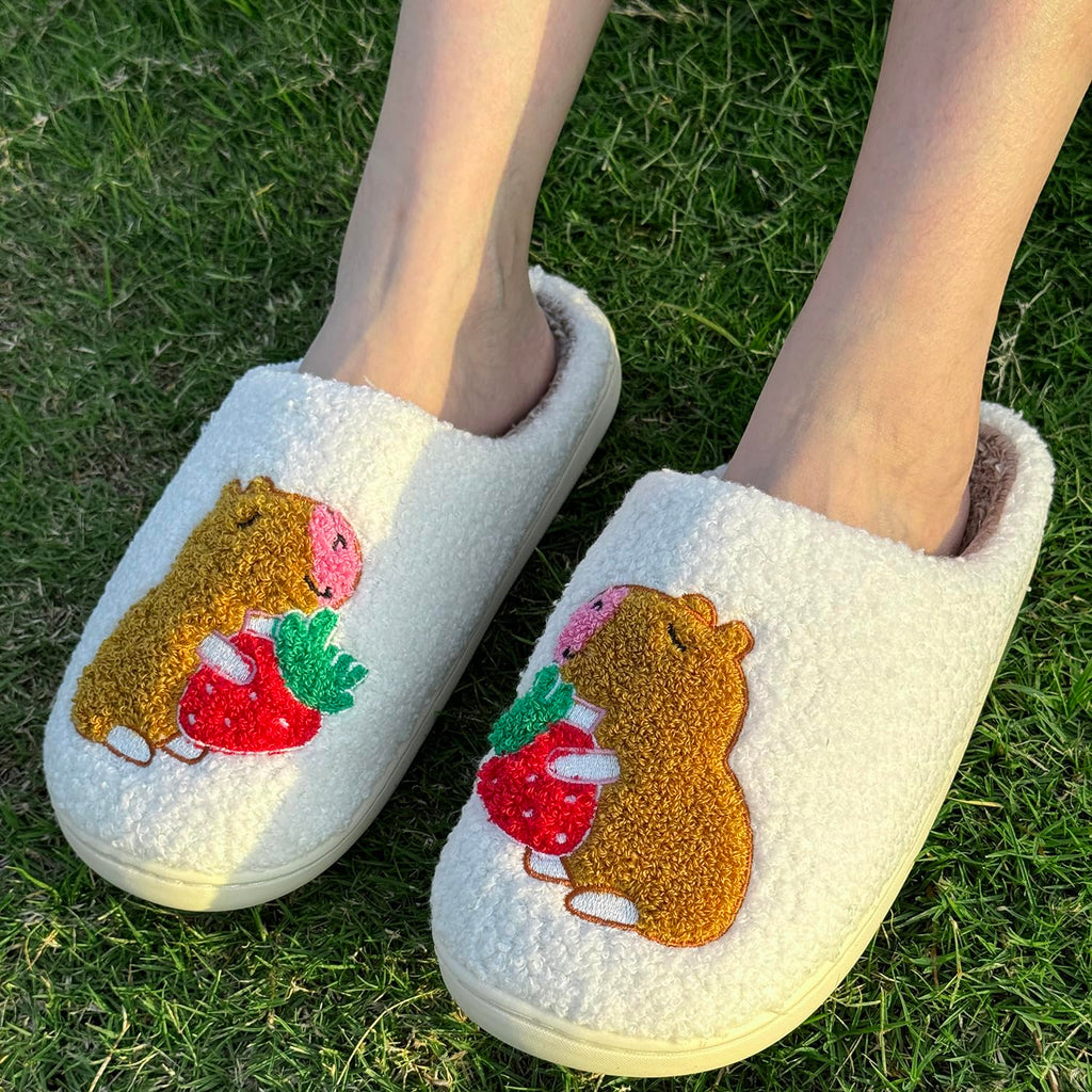 Cute Animal Slippers for Women Men Winter Fluffy Warm House Slippers Soft Plush Indoor outdoor Shoes