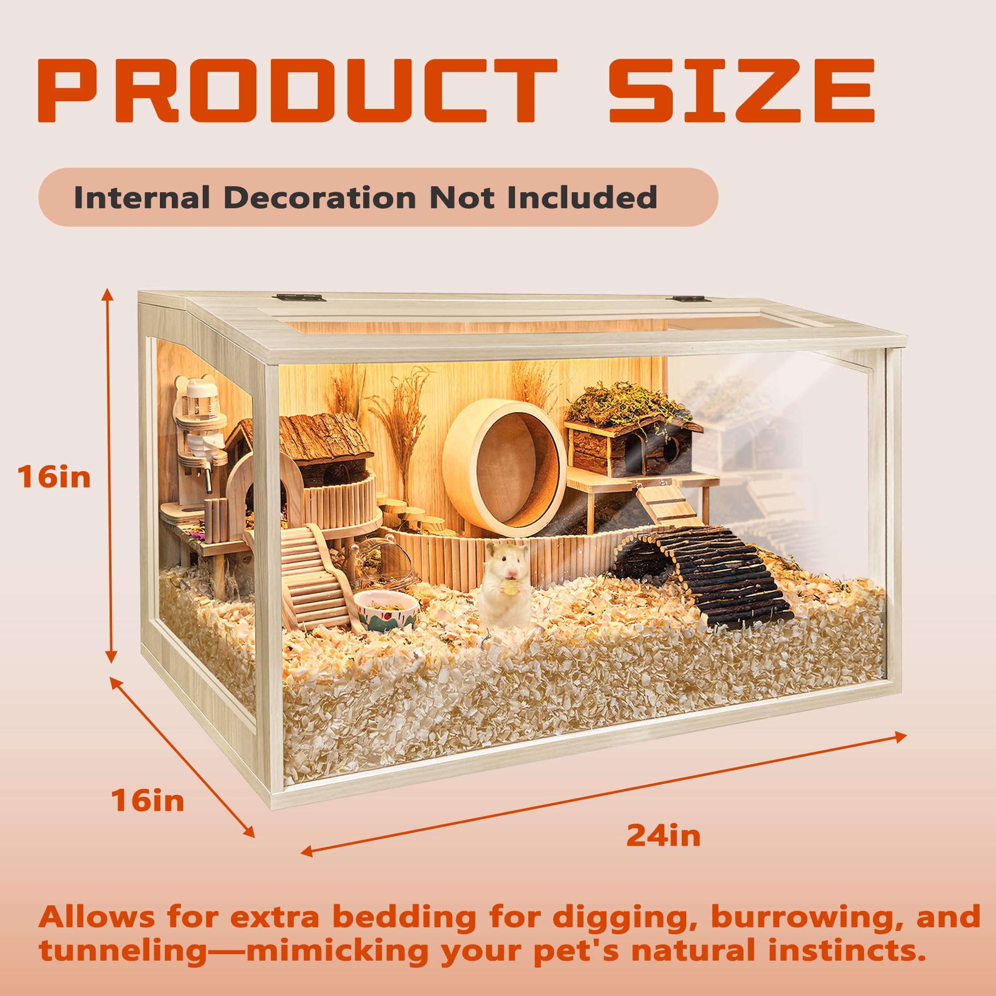 Hamster Cage Chewproof, Large Hamster Cages and Habitats, Openable Top with Acrylic Sheets, Solid Built