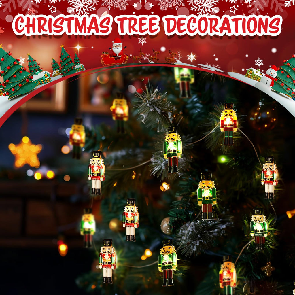 Coquimbo Christmas Decorations Indoor 10FT 30 LED Nutcracker String Lights Cute Fairy Lights Indoor Outdoor for New Year Party, Fireplace, Window, Front Door