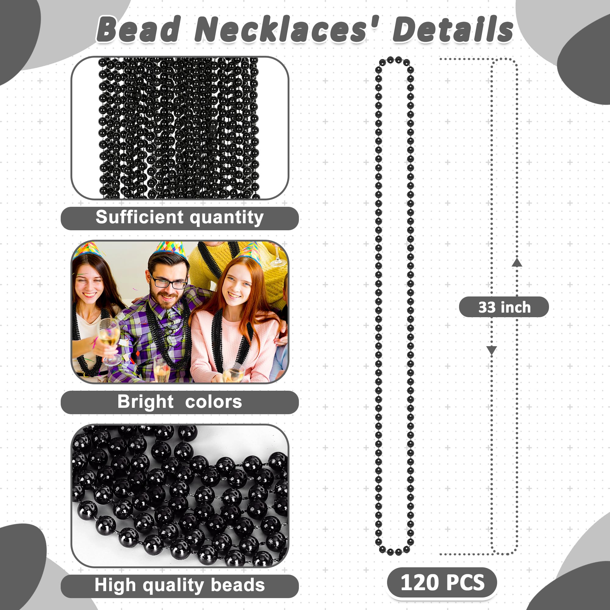Huskein Mardi Gras Beads, 120 PCS Mardi Gras Accessories, 33 IN Green Bead Necklaces, St Patricks Day Parade Favors Bulk Party Beads Favors for Festival Carnival Decorations
