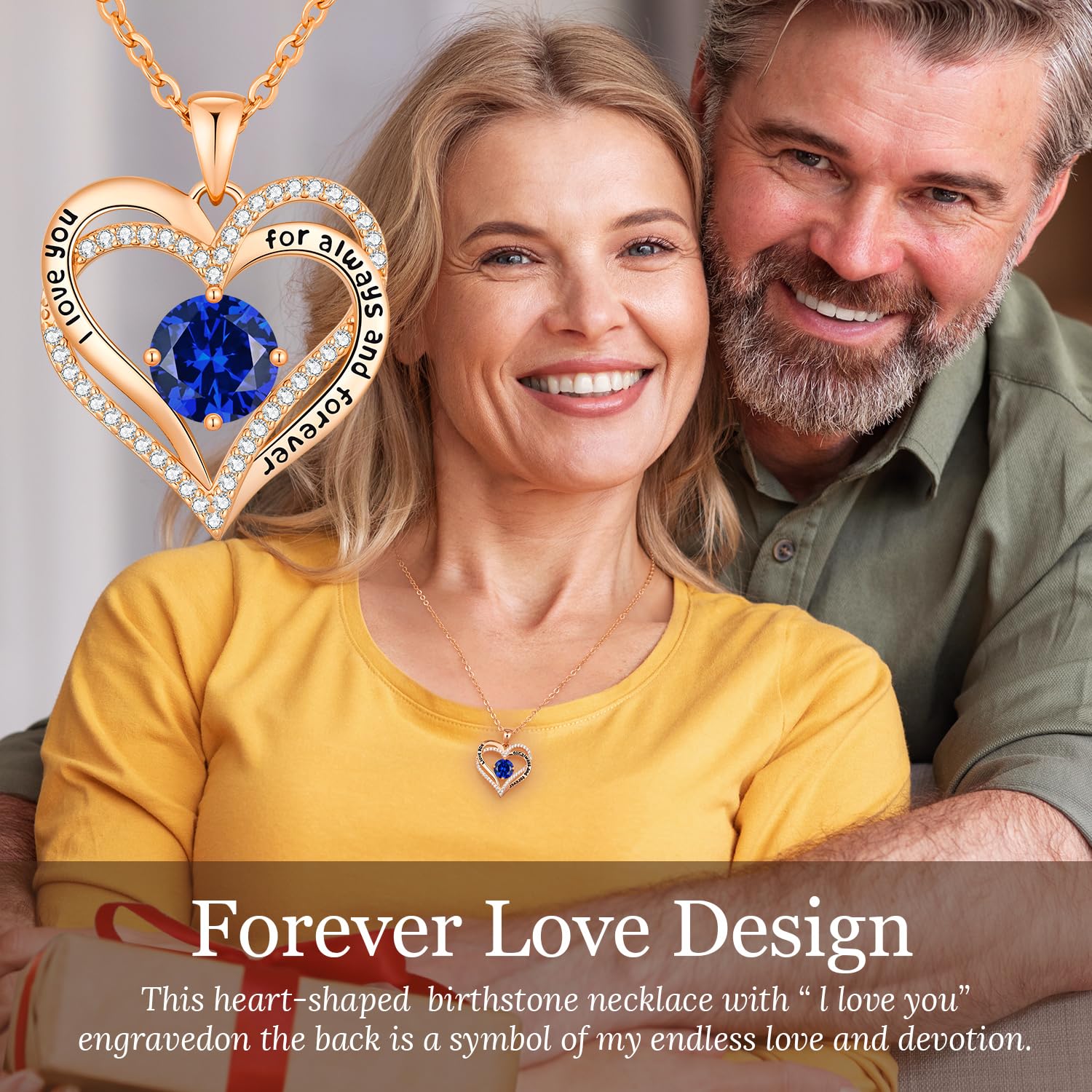CDE Forever Love Heart Necklaces for Women, Wedding Anniversary, Valentine's，Birthday Mothers Christmas Day Gifts for Mom, Mother, Wife, S925 Silver Jewelry with Birthstone Pendant