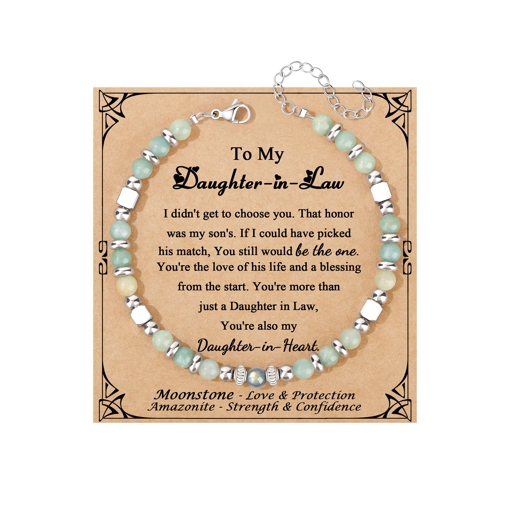 JoycuFF 𝗚𝗶𝗳𝘁𝘀 𝗳𝗼𝗿 𝗪𝗼𝗺𝗲𝗻 𝗠𝗼𝗼𝗻𝘀𝘁𝗼𝗻𝗲 𝗕𝗿𝗮𝗰𝗲𝗹𝗲𝘁 Amazonite Colorful Imperial Jasper Stainless Steel Beads Bracelets, Graduation Christmas Valentines Mothers Day Birthday Gifts