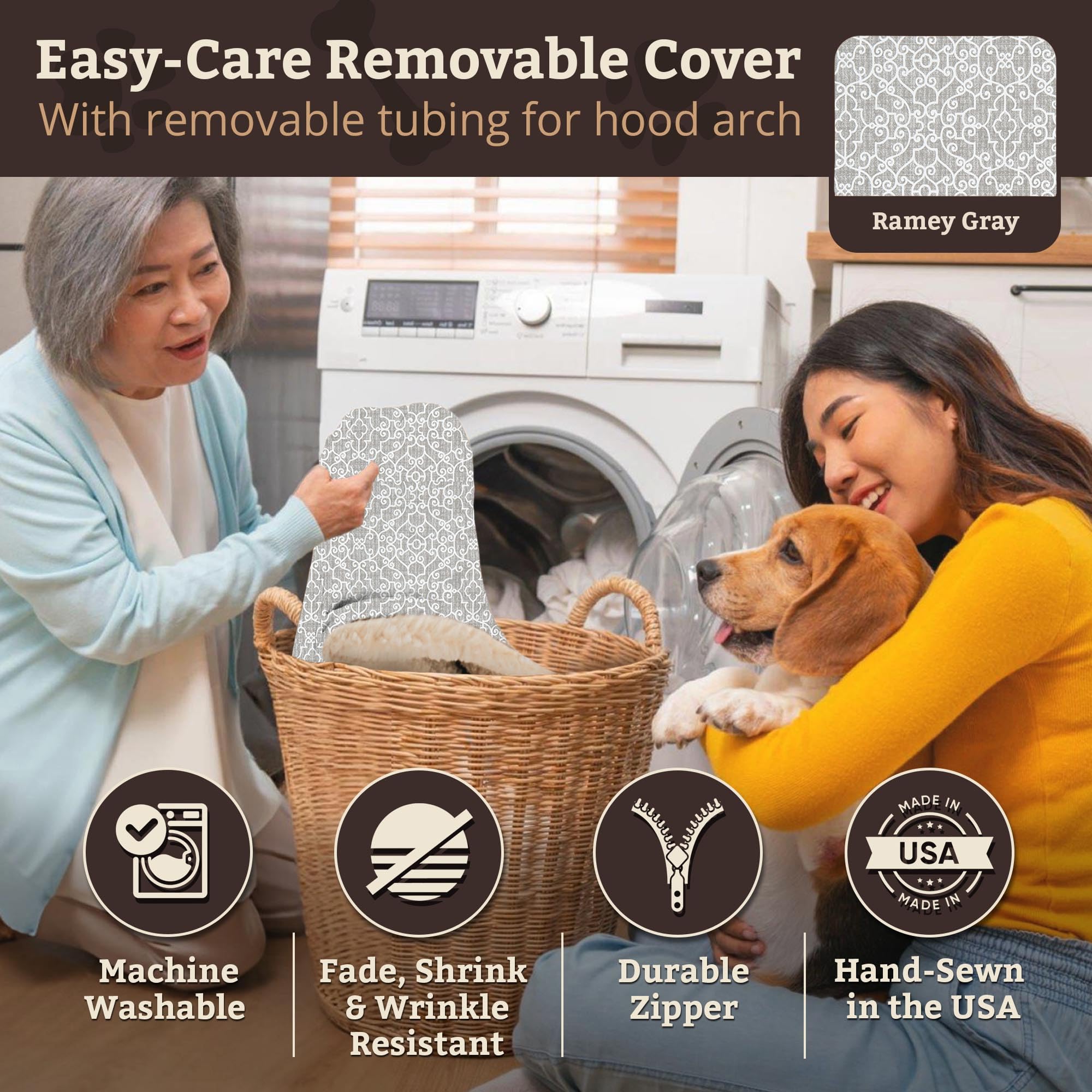 Snoozer Cozy Cave Dog Bed - Indoor Dog Bed with Cover Cave, Covered Calming Burrow for Small Sized Pets with Blanket Attached, Enclosed, Removable Washable Cover - Small, Navy