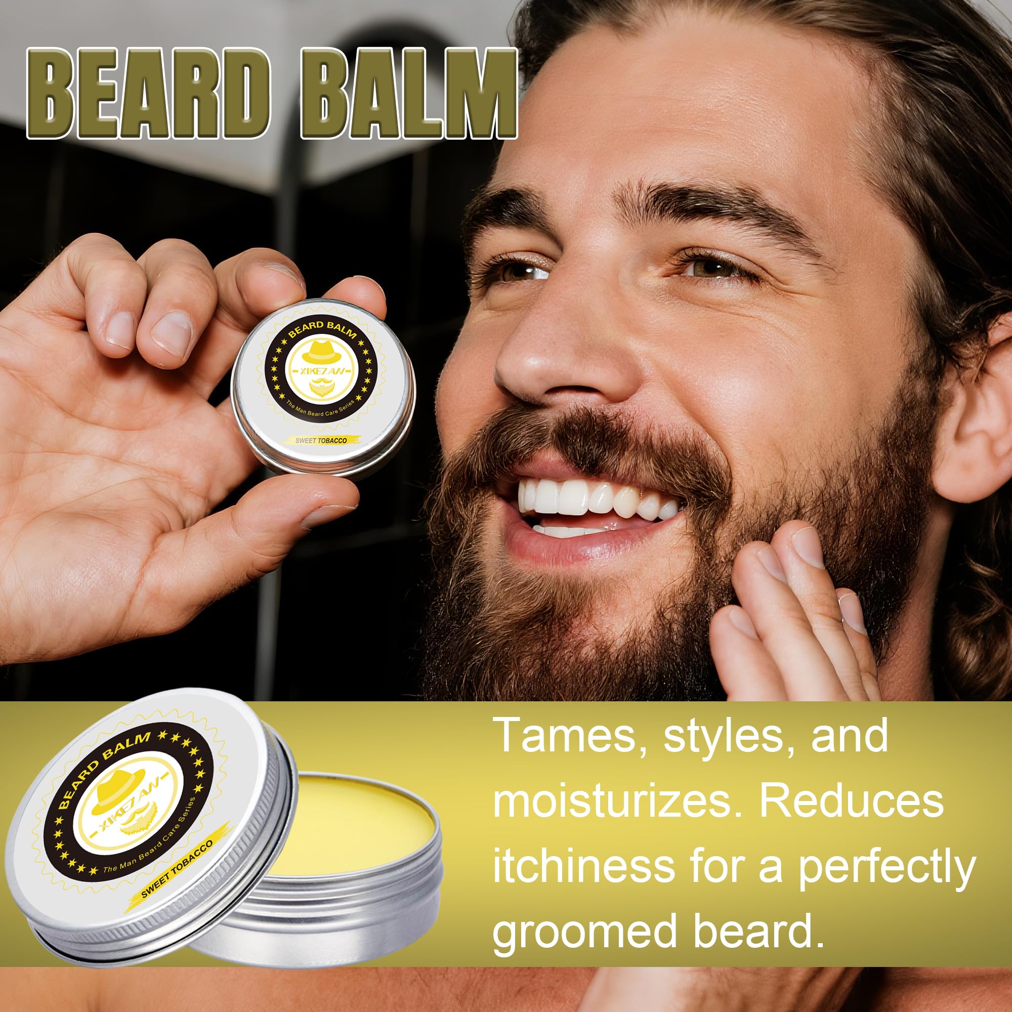XIKEZAN Fathers Day Gifts for Dad Husband,Beard Kit for Men Grooming & Care w/Beard Conditioner, Wash,Oil,Balm,Birthday Valentines Easter Gifts for Mens Him Boyfriend Christmas Stocking Stuffers
