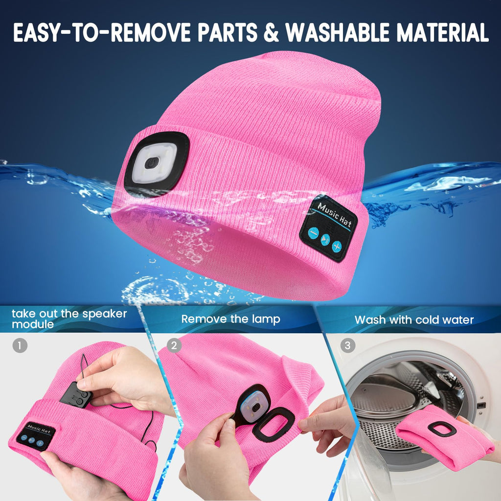 VIBELITE LED Beanie Hat with Light, USB Rechargeable LED Headlamp for Hiking, Camping, Fathers Day Gift for Dad, Husband, Birthday Gifts for Men, Women, Dad Gifts from Daughter, Wife, Black