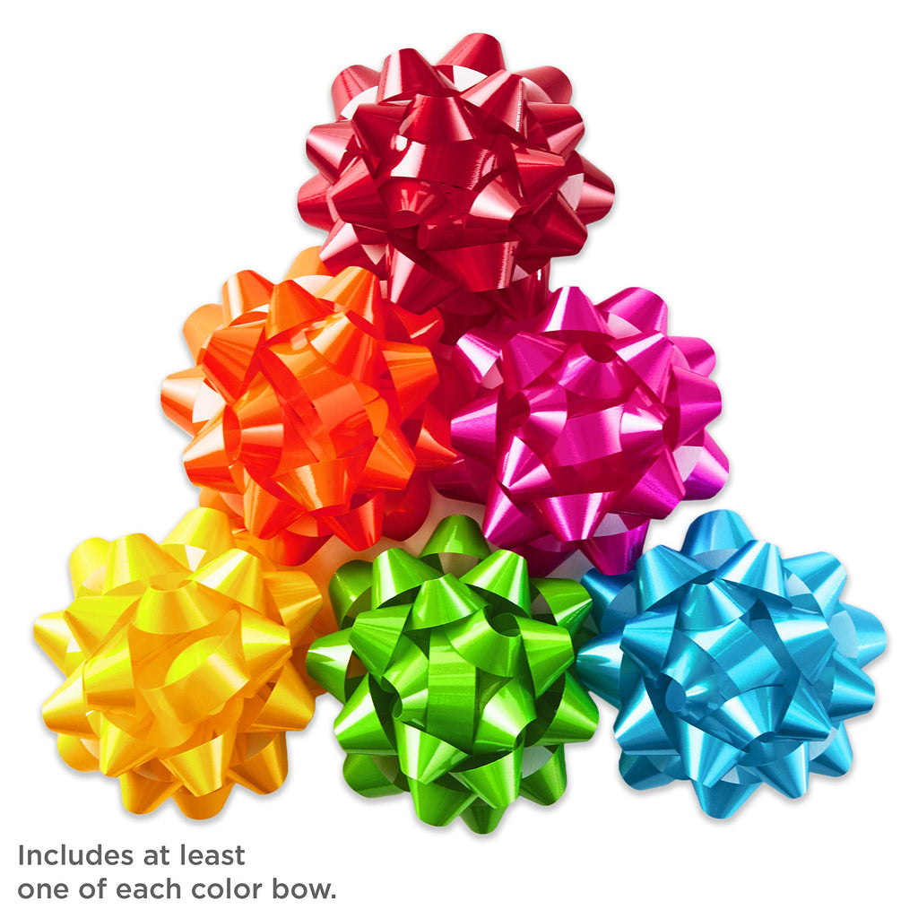 Hallmark Bright Gift Bow Assortment (36 Bows) Red, Pink, Orange, Green, Teal, Yellow for Birthdays, Weddings, Baby/Bridal Showers, Christmas, Hanukkah