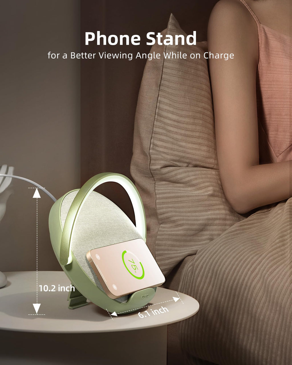 EZVALO Gifts for Mom, 4-in-1 Bedside Lamp with Bluetooth Speaker, Dimmable Night Light, Charging Station and Phone Holder, Birthday Gifts for Women, Teens, Wife and Friends