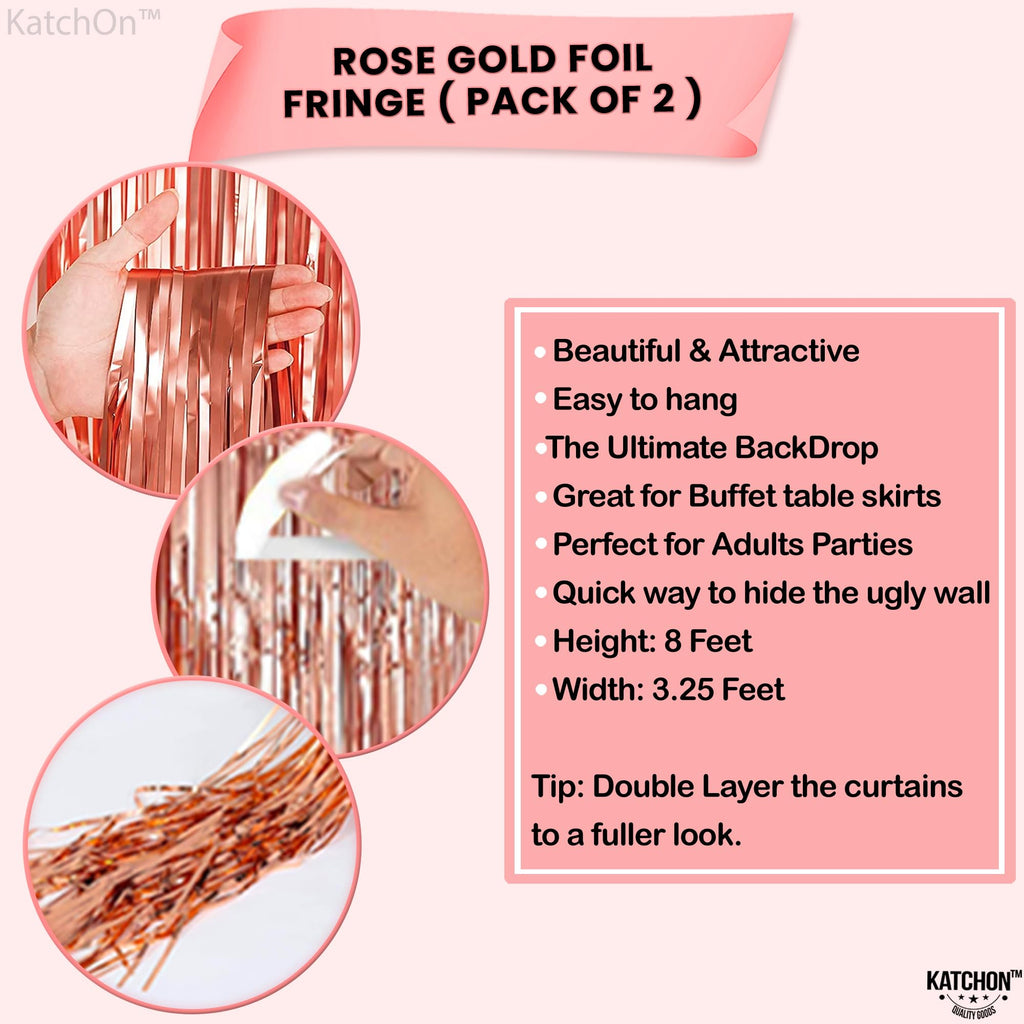 KatchOn, XtraLarge Gold Streamers Backdrop - 3.2x8 Feet, 2 Pcs | Gold Fringe Backdrop Curtain for Ramadan Decorations for Home, Casino, 50th Birthday Decoration | Graduation Decorations 2026