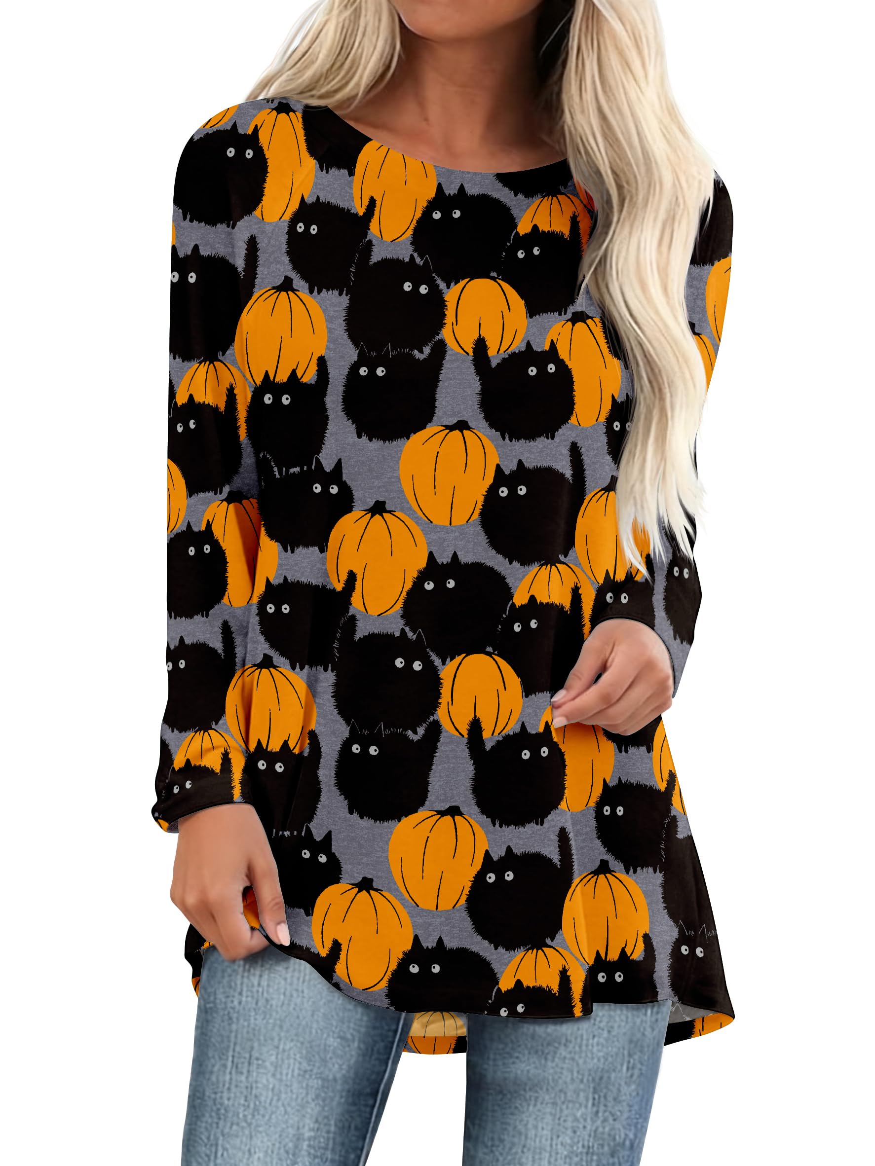 Womens Long Tunics or Tops to Wear with Leggings Short/Long Sleeve Blouses Shirts