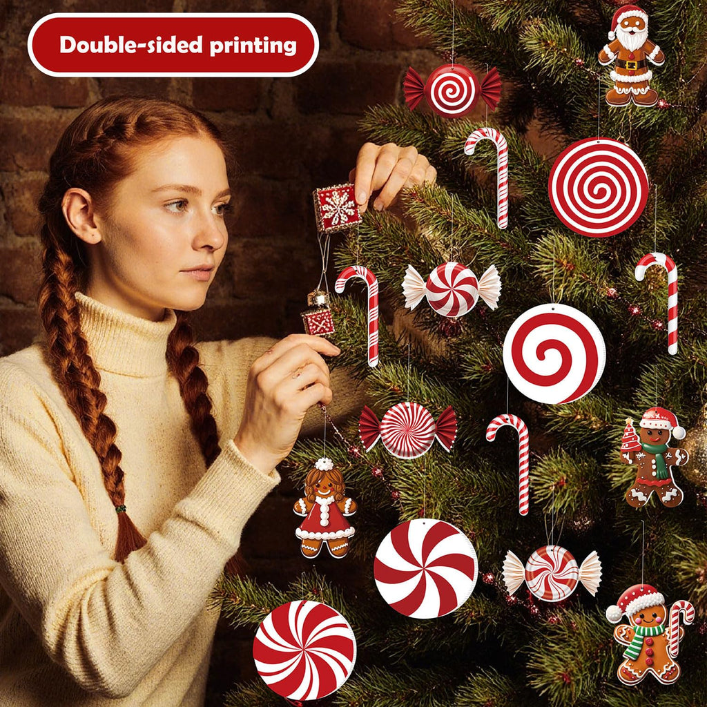 33" Christmas Decorations Outdoor Candy Christmas Decorations, 2ct Large Tall Outdoor Stake Signs 4 Interlocking PP Panels with H-Brackets Fiberglass Rods for Lawn Pathway Xmas Party