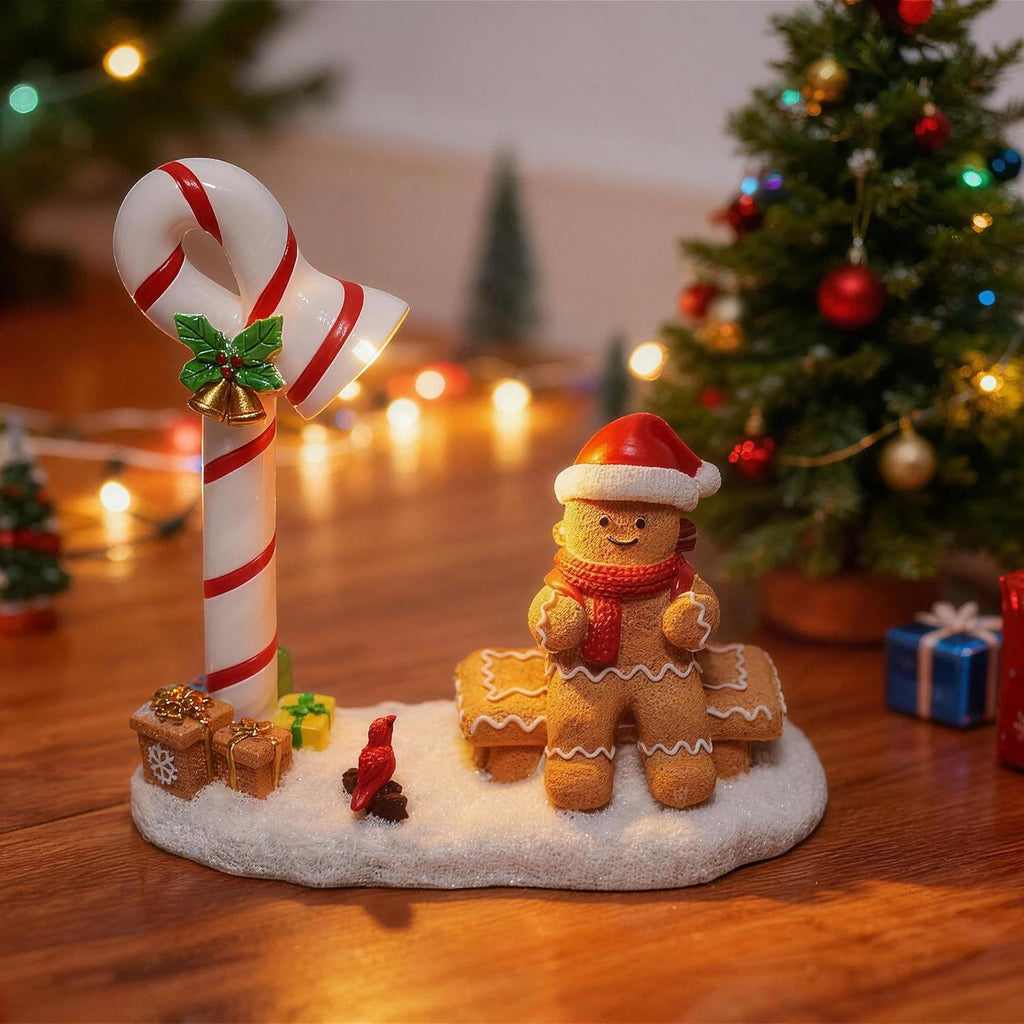 Christmas Gingerbread Man Decorations Indoor Home Decor Christmas Gingerbread Man Figurines Winter for Table Top Centerpiece Fireplace Decor Cute Decoration Gift（GB）