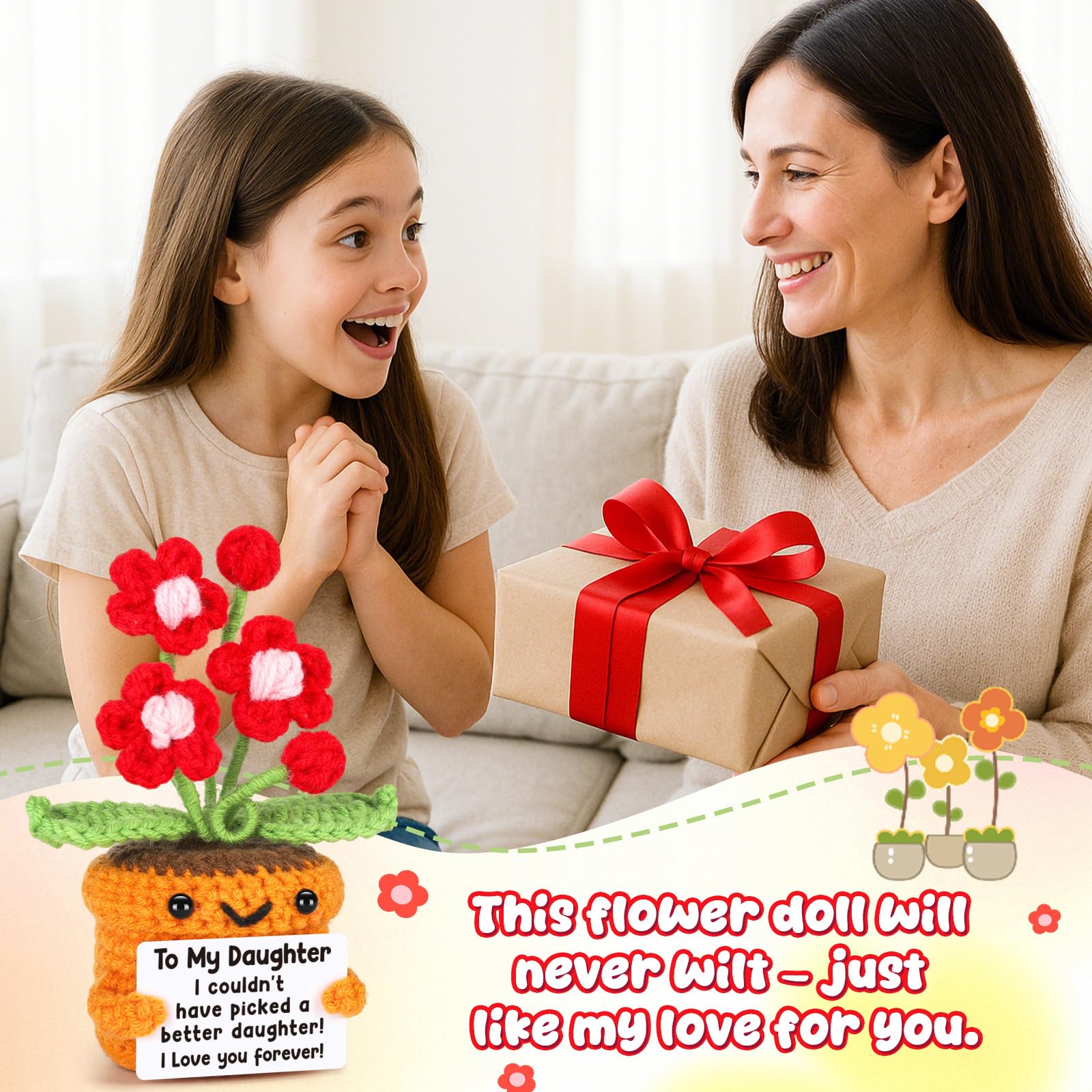 Agantree art Grandma Gifts for Grandma Birthday from Granddaughter Grandson – I Love You Crochet Flower Decor Grandparents Day Christmas for Great Grandma Gigi Nana