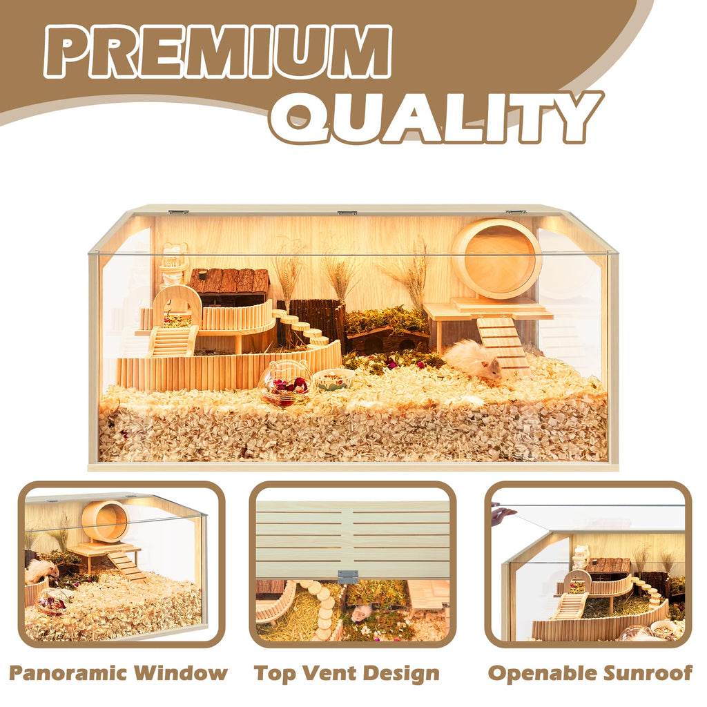 Hamster Cage Chewproof, Large Hamster Cages and Habitats, Openable Top with Acrylic Sheets, Solid Built