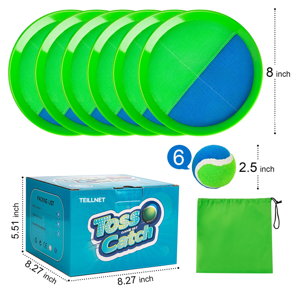 TEILLNET Toss and Catch Ball Set Upgraded - Kids Toys Beach Toys Baseball Games - Sturdy & Water-Resistant for Outdoor Pool Yard Games - Classic Gift for Boys Girls 3 4 5 6 7 8 9 10 11 12+ Years