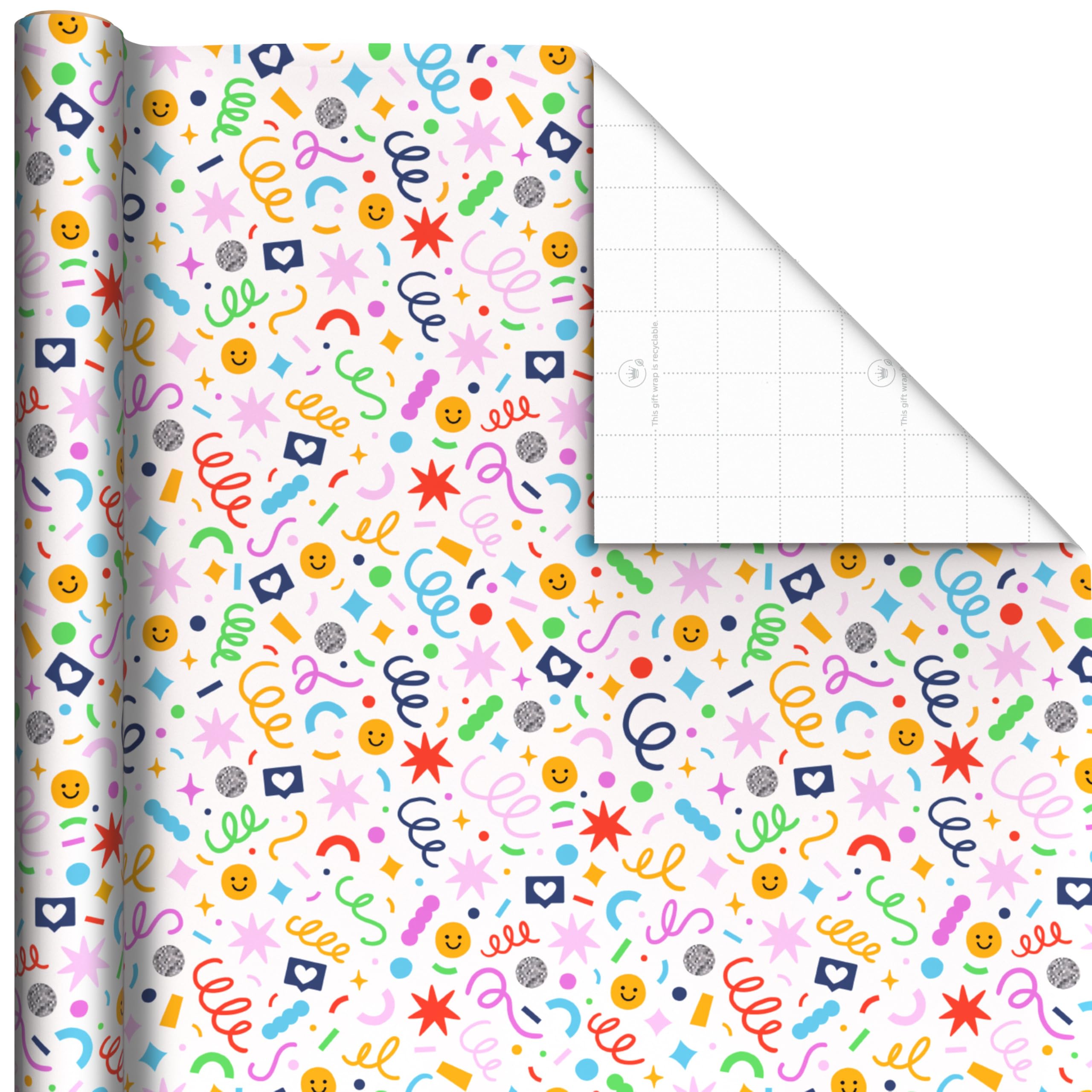 Hallmark Reversible Spring Wrapping Paper (3 Rolls: 75 Sq. Ft. Ttl) Floral, Lemons, Bright Abstract for Easter, Birthdays, Mother's Day, Bridal Showers, Baby Showers