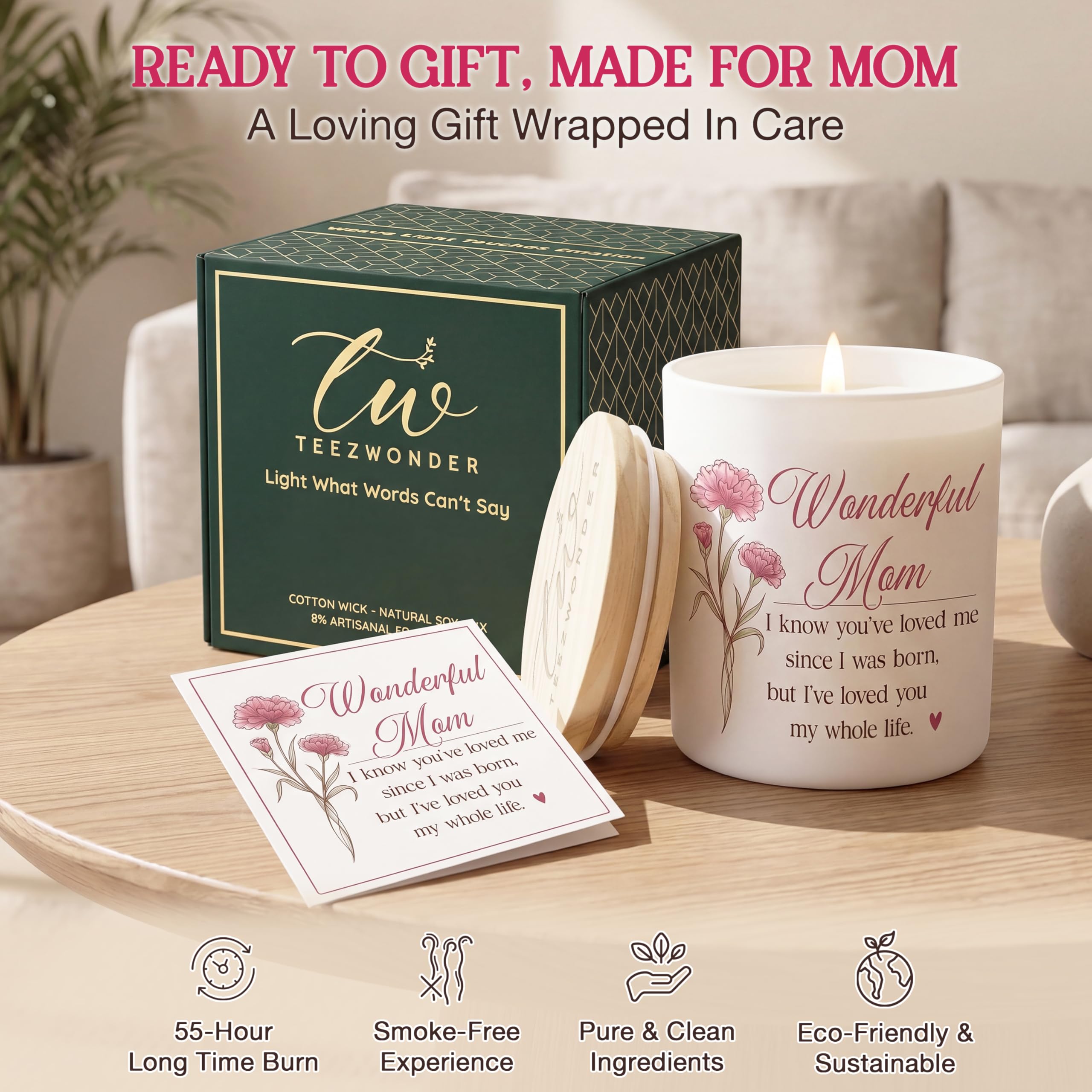 TEEZWONDER Mothers Day Gifts for Mom from Daughter Son - Favorite Child Vanilla Lavender Candle 10 oz - Dad Mom Birthday Gifts, Funny Gift for Grandma Grandpa, Scented Candles for Men Women