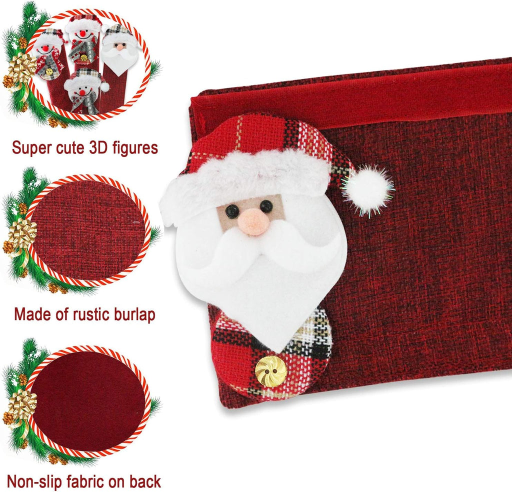 Mosoan Christmas Decorations Indoor 6 Pack Christmas Refrigerator Fridge Door Handle Covers, Santa Snowman Christmas Kitchen Decor Appliance Handle Cover Xmas Holiday Decor