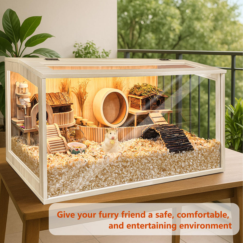 Hamster Cage Chewproof, Large Hamster Cages and Habitats, Openable Top with Acrylic Sheets, Solid Built