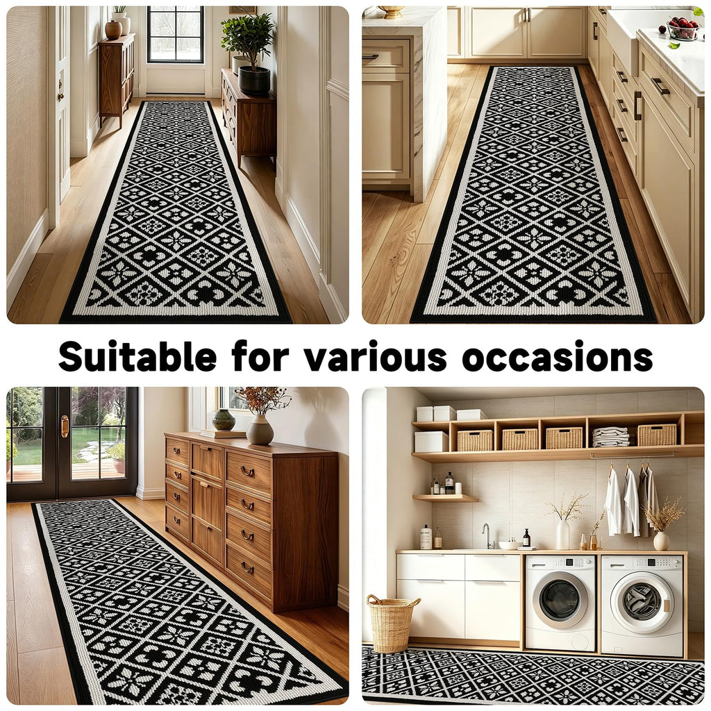 Ileading Christmas Entrance Door Mat, Absorbent Dog Mats for Muddy Paws, Low-Profile Small Red Xmas Decor Kitchen Runner Rug with Non-Slip Backing, Machine Washable Entryway Welcome Mat(Red 24"X36")