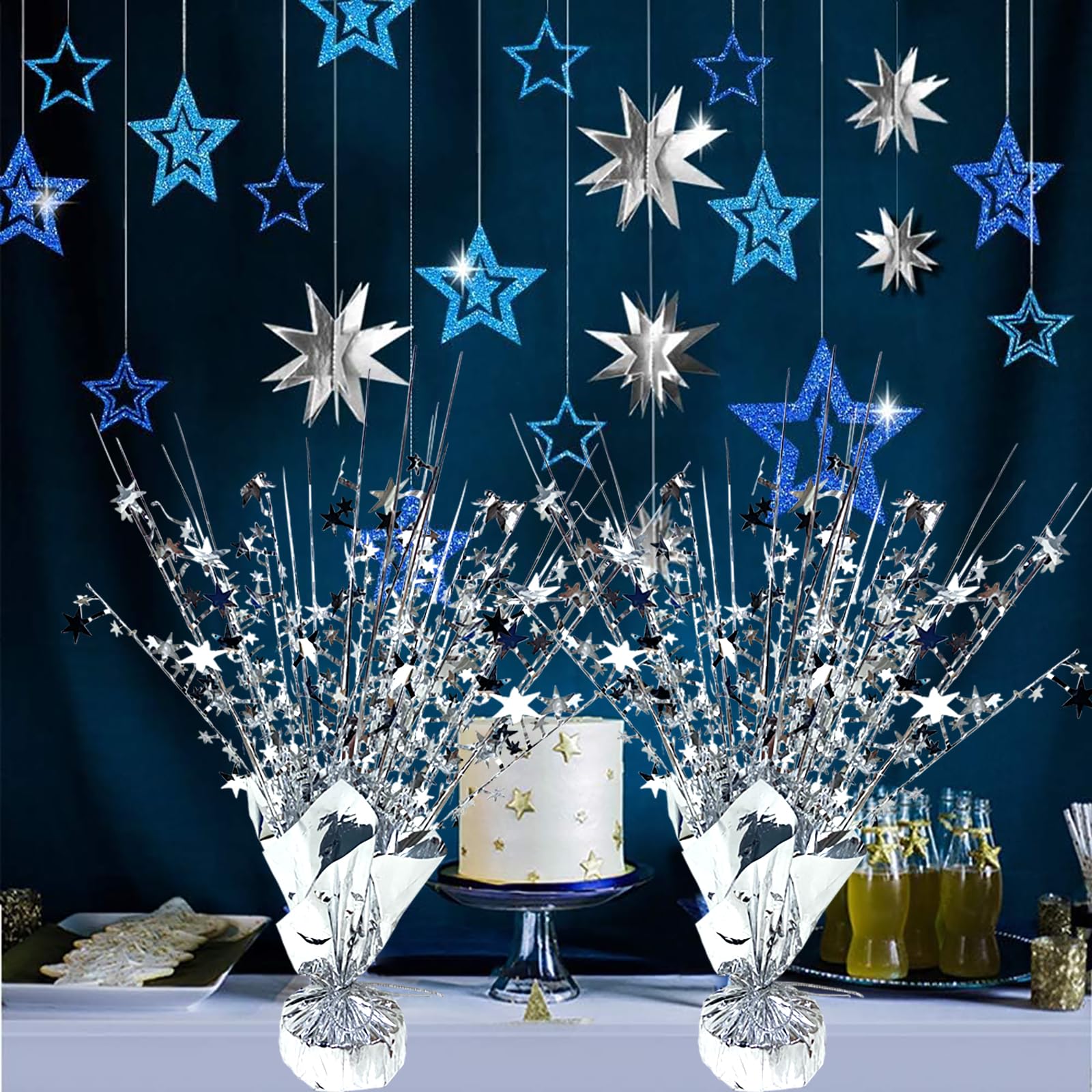 FUBININA 6 Pack Metallic Foil Spray Centerpiece Star Table Decoration Burst Table Centerpieces for Birthday New Years Nye Wedding Anniversary Graduation Holiday Party Supplies Decor, Gold