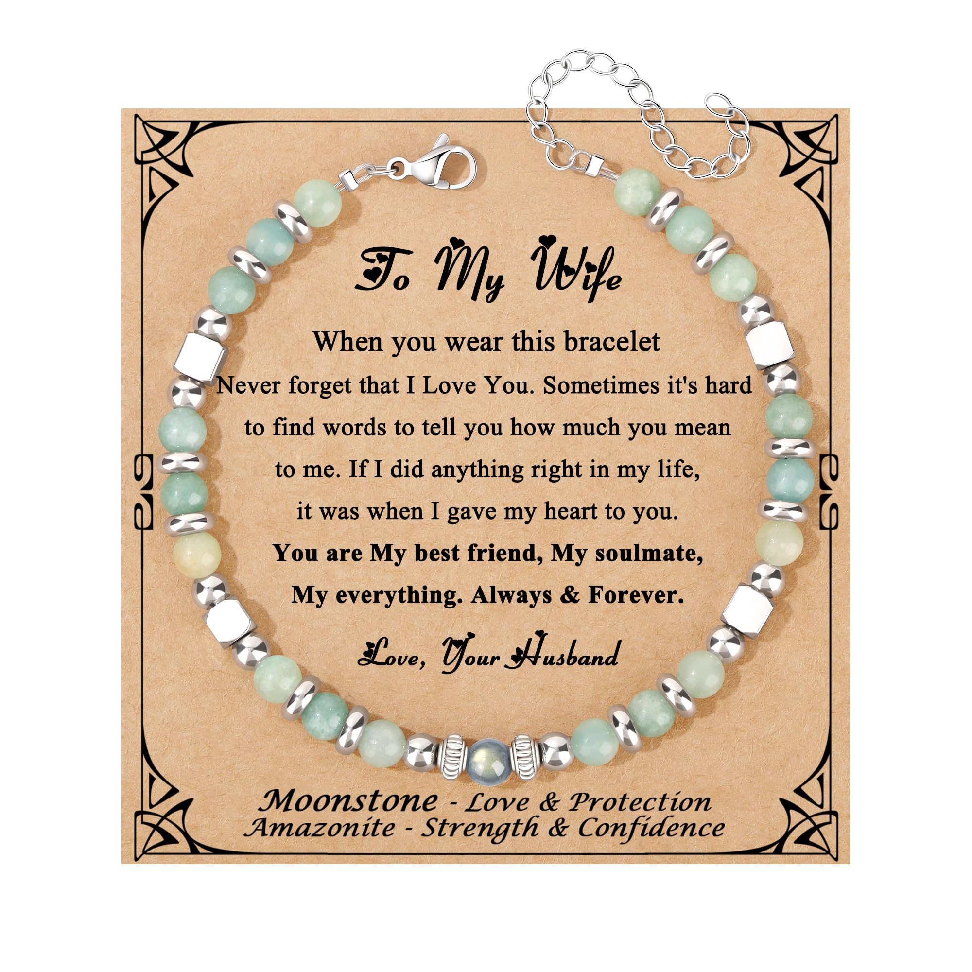 JoycuFF 𝗚𝗶𝗳𝘁𝘀 𝗳𝗼𝗿 𝗪𝗼𝗺𝗲𝗻 𝗠𝗼𝗼𝗻𝘀𝘁𝗼𝗻𝗲 𝗕𝗿𝗮𝗰𝗲𝗹𝗲𝘁 Amazonite Colorful Imperial Jasper Stainless Steel Beads Bracelets, Graduation Christmas Valentines Mothers Day Birthday Gifts