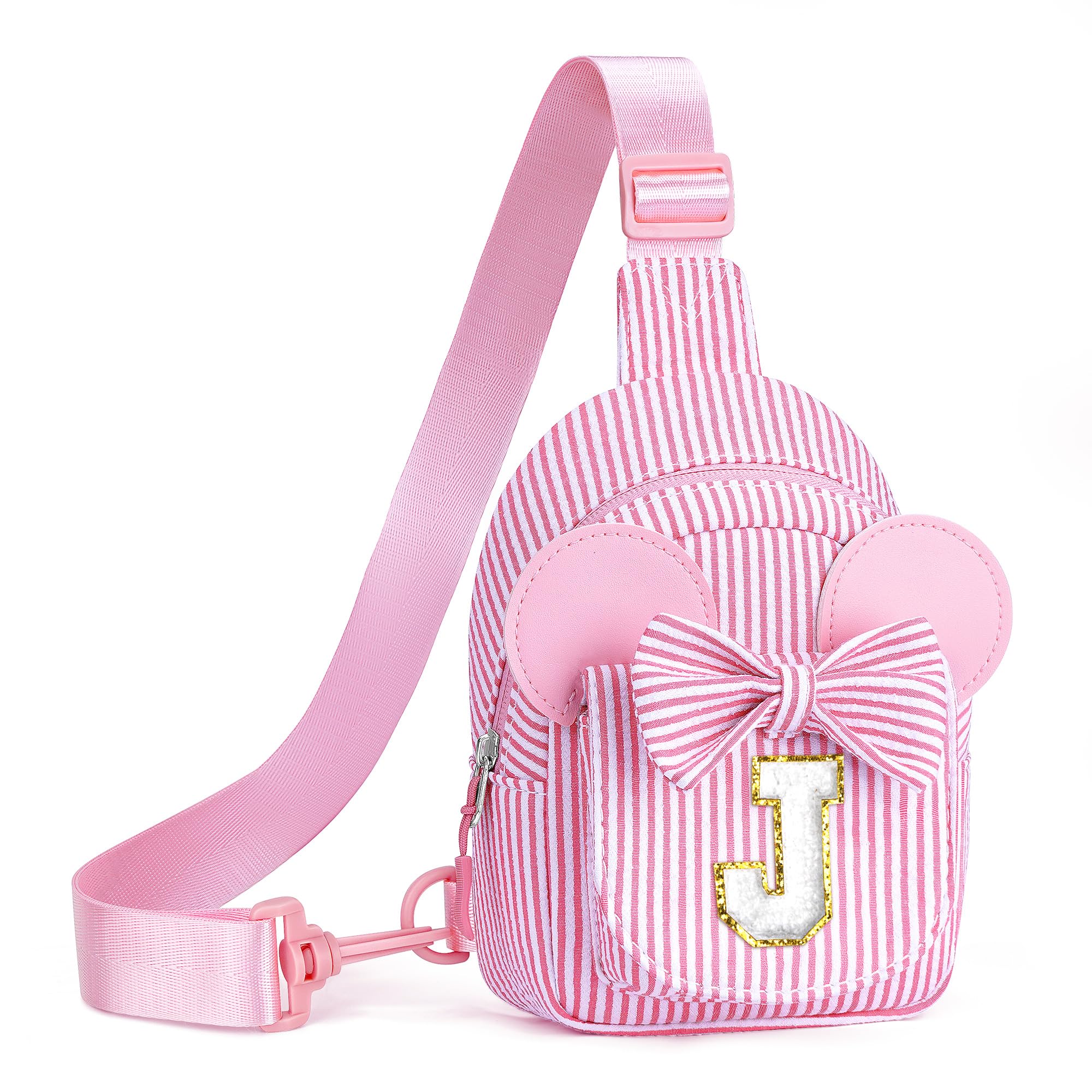 Birthday Gifts for Girls Kids, Personalized Small Initial Pink Sling Bag for Kid Girls | Small Initial Monogram Fanny Packs Crossbody Bag Purse for Girl Kid Year Old Birthday Gifts (Pink A)