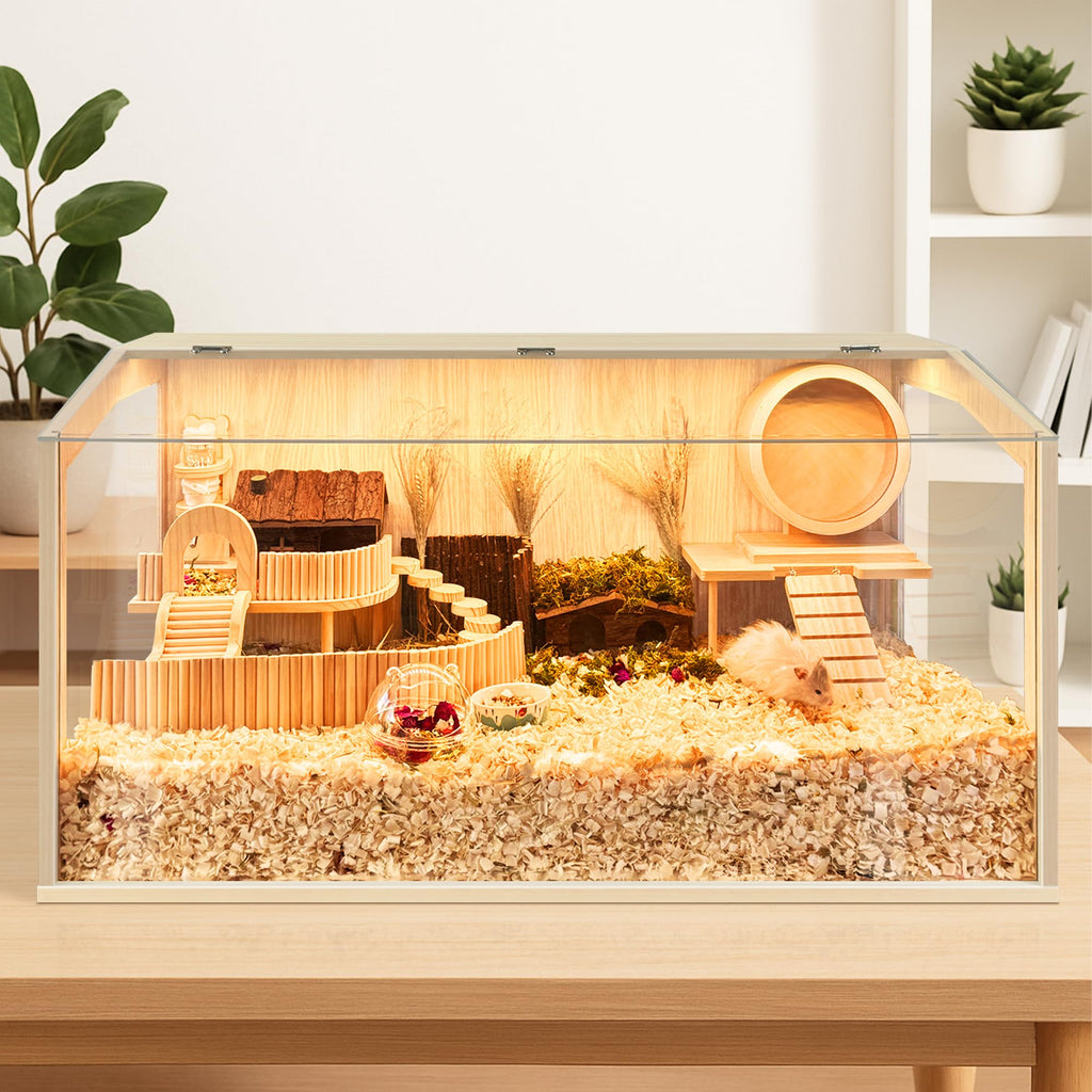 Hamster Cage Chewproof, Large Hamster Cages and Habitats, Openable Top with Acrylic Sheets, Solid Built
