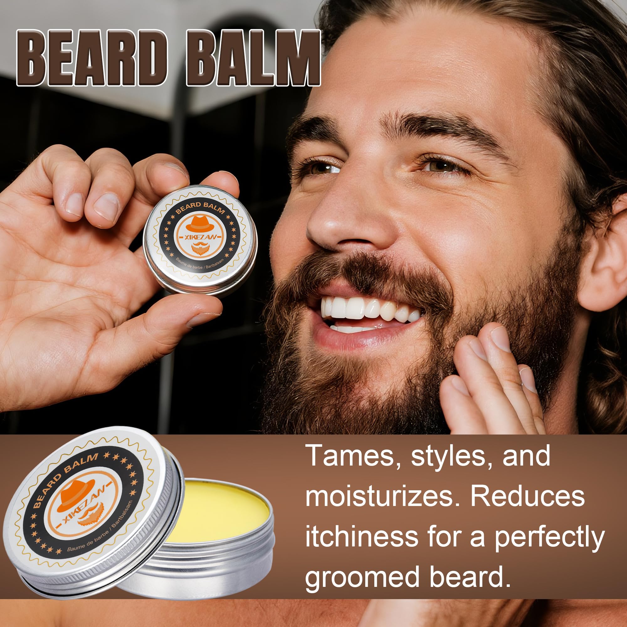 XIKEZAN Fathers Day Gifts for Dad Husband,Beard Kit for Men Grooming & Care w/Beard Conditioner, Wash,Oil,Balm,Birthday Valentines Easter Gifts for Mens Him Boyfriend Christmas Stocking Stuffers