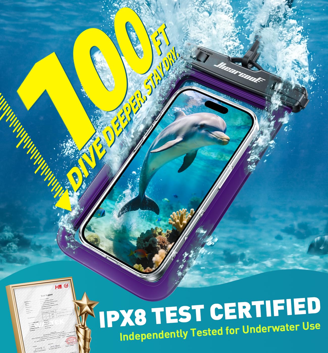 Hiearcool Waterproof Phone Pouch, IPX8 Waterproof Phone Case for iPhone 17/16/15/14 Pro Max, Cell Phone Dry Bag for Beach & Cruise Essentials, Touch Screen, Lanyard Included, 2 Pack (Fits Up to 8.9”)