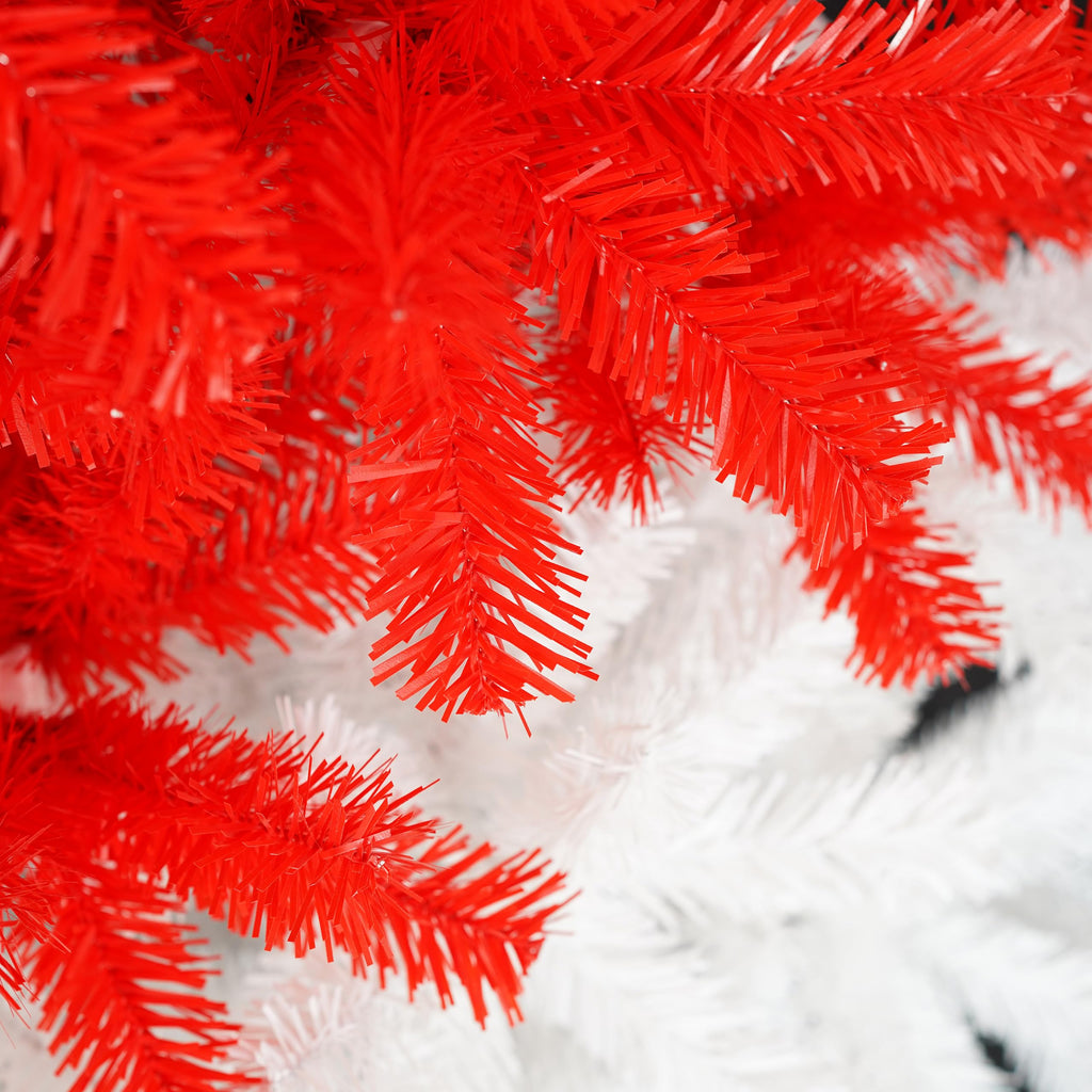 Merax 7FT Red Christmas Tree, Red Santa Hat Christmas Tree Prelit with 400 Lights and 1250 Branches, Artificial Whimsical Seasonal Holiday Decoration