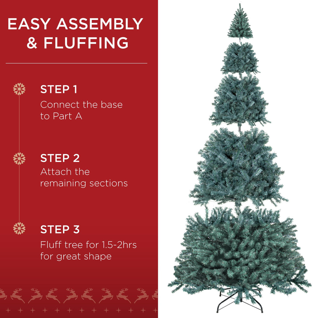 Best Choice Products Artificial Christmas Tree, 7.5ft Premium Unlit Realistic Spruce Holiday Décor w/Dense Branches, Easy Assembly, Metal Base
