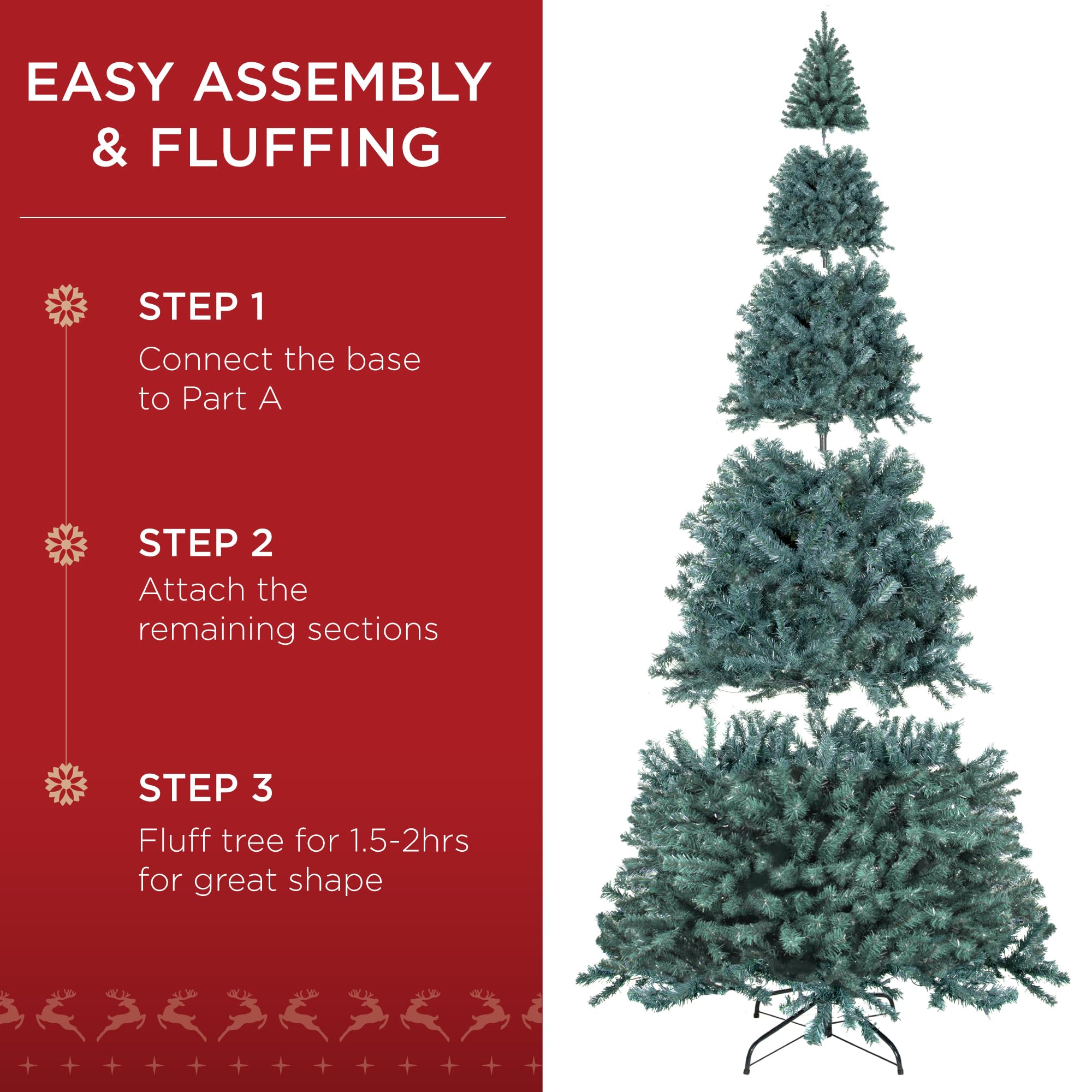 Best Choice Products Artificial Christmas Tree, 7.5ft Premium Unlit Realistic Spruce Holiday Décor w/Dense Branches, Easy Assembly, Metal Base