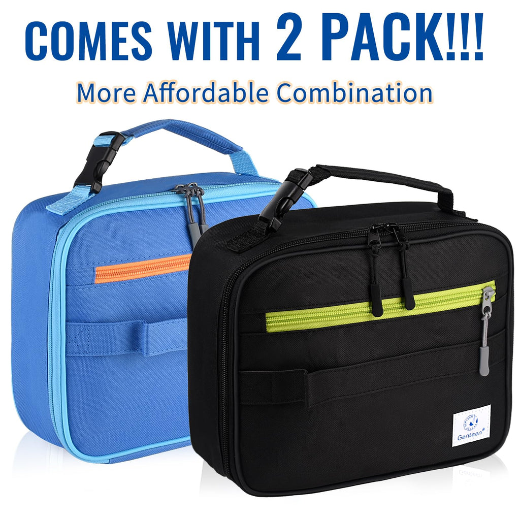 Genteen Lunch Box Kids, Insulated Lunch Bag Kids Boys Girls Back to School, Soft Lunch Box for Men Reusable Lunchbox for Office,Outdoor,School (Black)