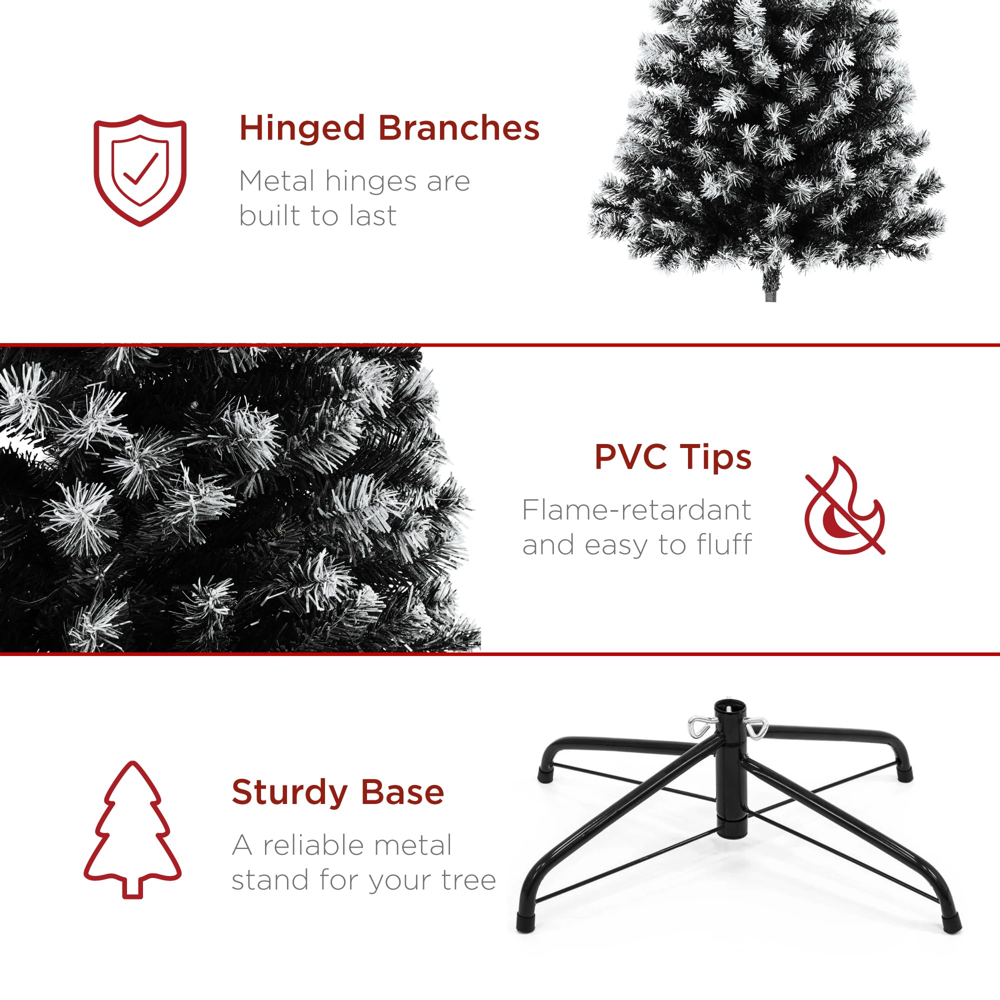 Best Choice Products Artificial Christmas Tree, 7.5ft Premium Unlit Realistic Spruce Holiday Décor w/Dense Branches, Easy Assembly, Metal Base