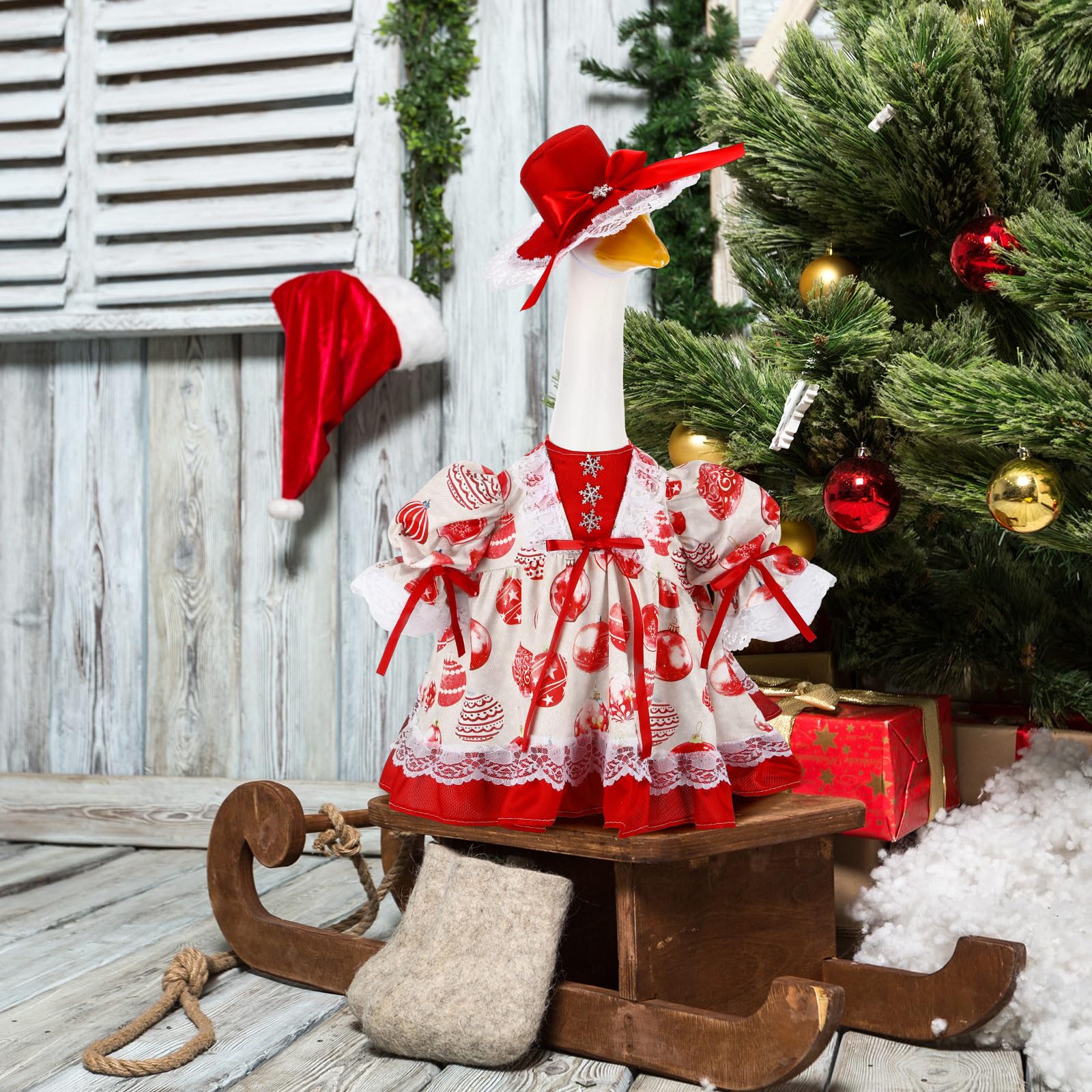 Suzile Fall Maple Porch Goose Outfit Autumn Goose Clothes for 23 Inch Cement or Plastic Geese Costume for Yard Lawn Outdoor Garden Patio Concrete Duck Statue Dress Thanksgiving Party Holiday Decor