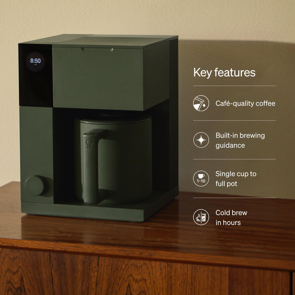 Fellow Aiden Precision Drip Coffee Maker, Thermal Carafe, Perfect Temperature Control, Bloom Cycle, Single Serve to 10 Cup Capacity, Malted Chocolate