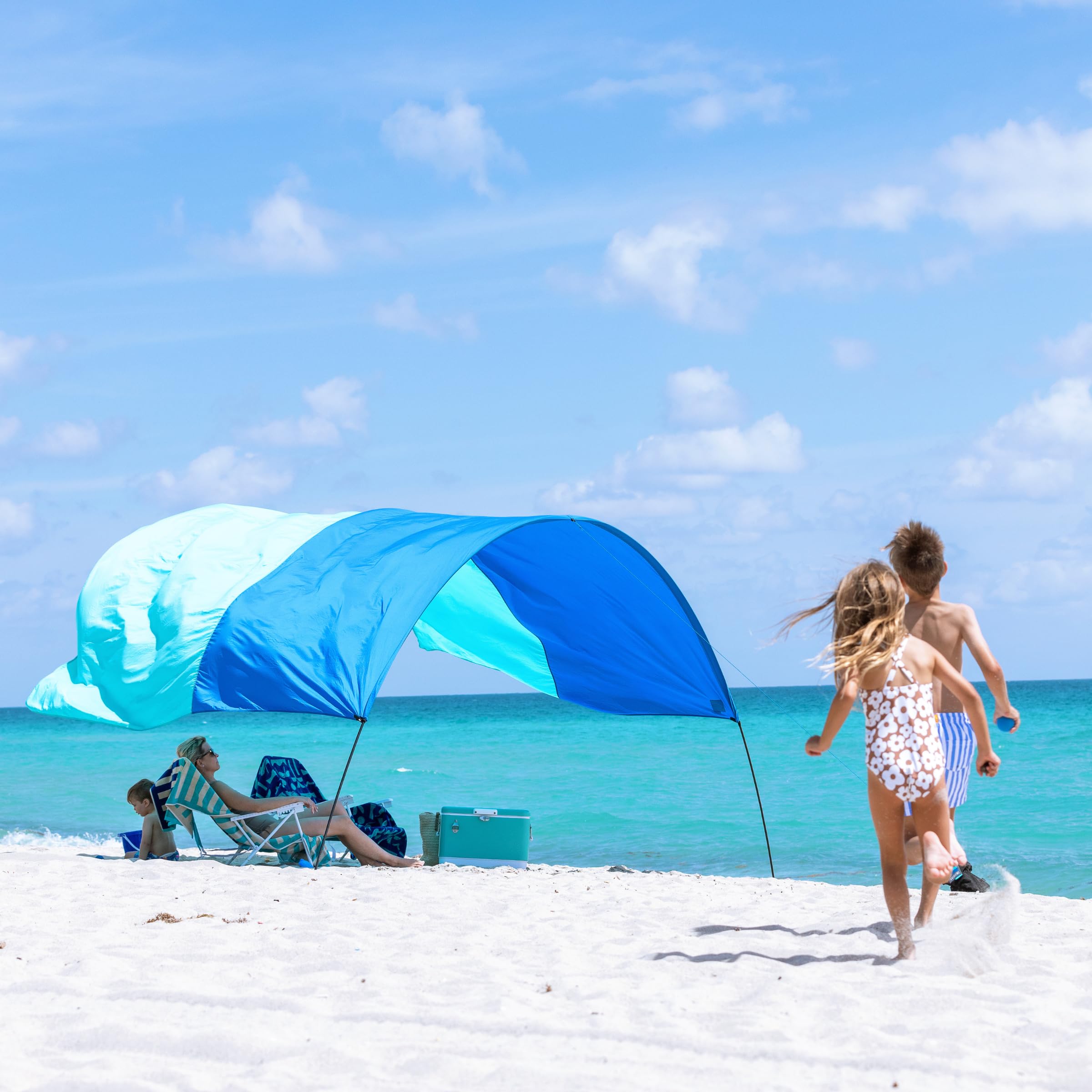 Shibumi Shade Quiet Canopy Version | Beach Tent | Sets Up in 3 Mins | 150 Sq. Ft. of Shade for up to 8 People | Includes Wind Assist | UPF 50+ Sun Protection