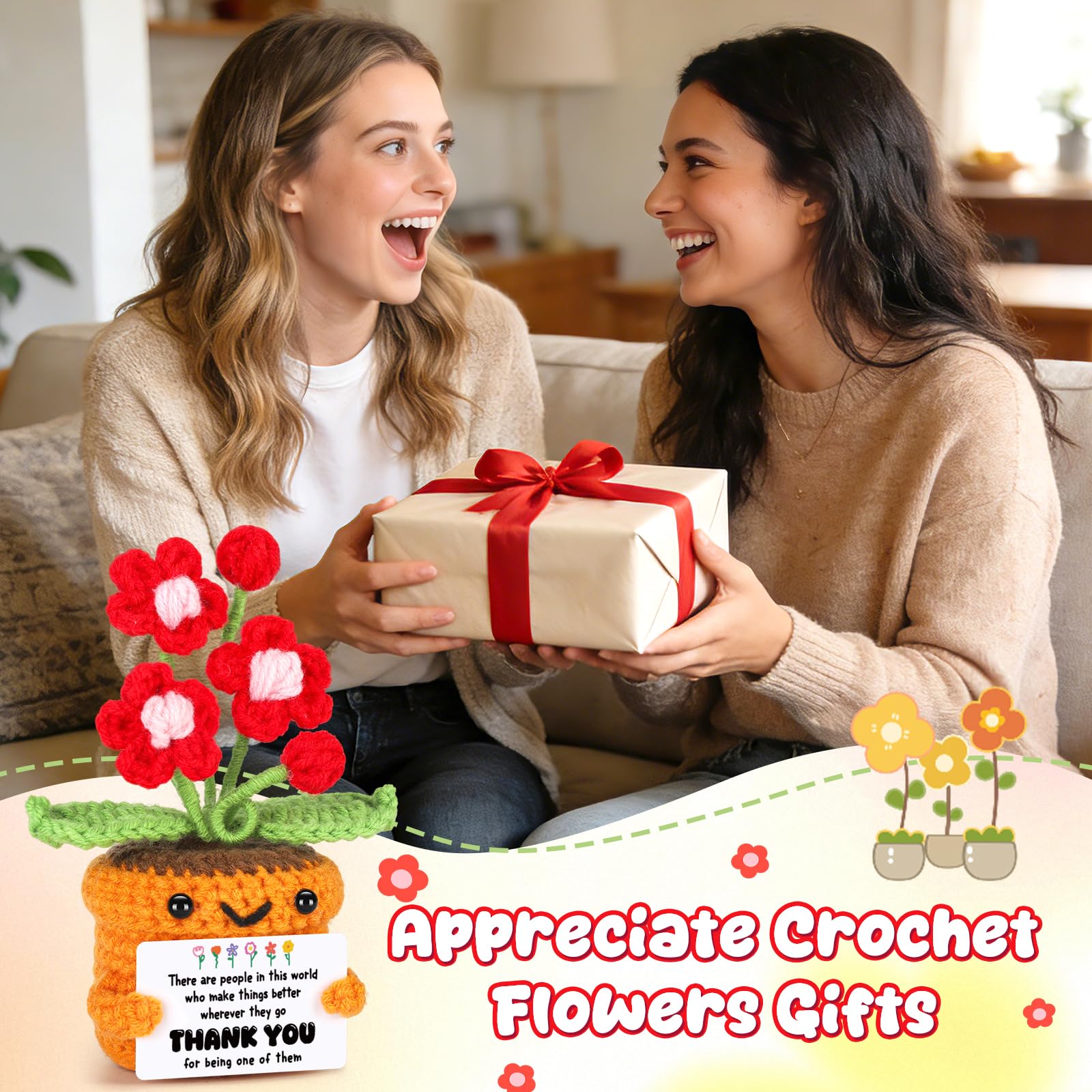 Agantree art Grandma Gifts for Grandma Birthday from Granddaughter Grandson – I Love You Crochet Flower Decor Grandparents Day Christmas for Great Grandma Gigi Nana