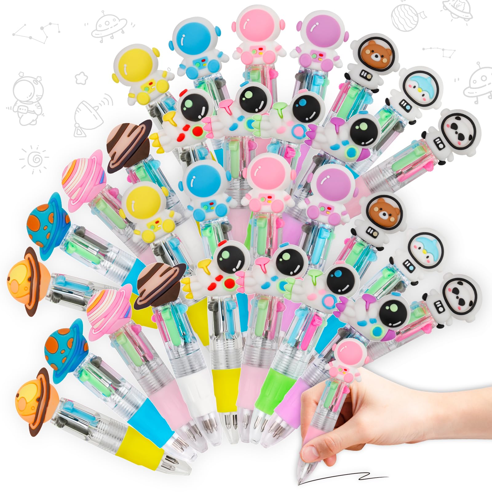 CZWZ 20Pcs Mini Multicolor Pens in One 4-in-1 Cute Pens Bulk for Kids, Fun Kawaii Ballpoint Pens for Birthdays and Children's Party Favors Gifts Teacher School Supplies
