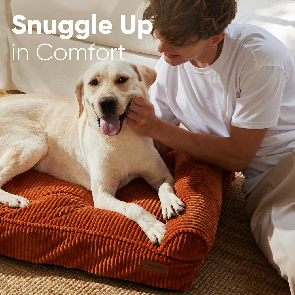 FUKUMARU Dog Couch Bed, Corduroy Cozy Cat Bed for Indoor Cats with Washable Cover, 28in Waterproof Orthopedic Dog Beds Sofa for Small Dogs and Large Cats, Cute Warm Cotton Pet Sofa, Green
