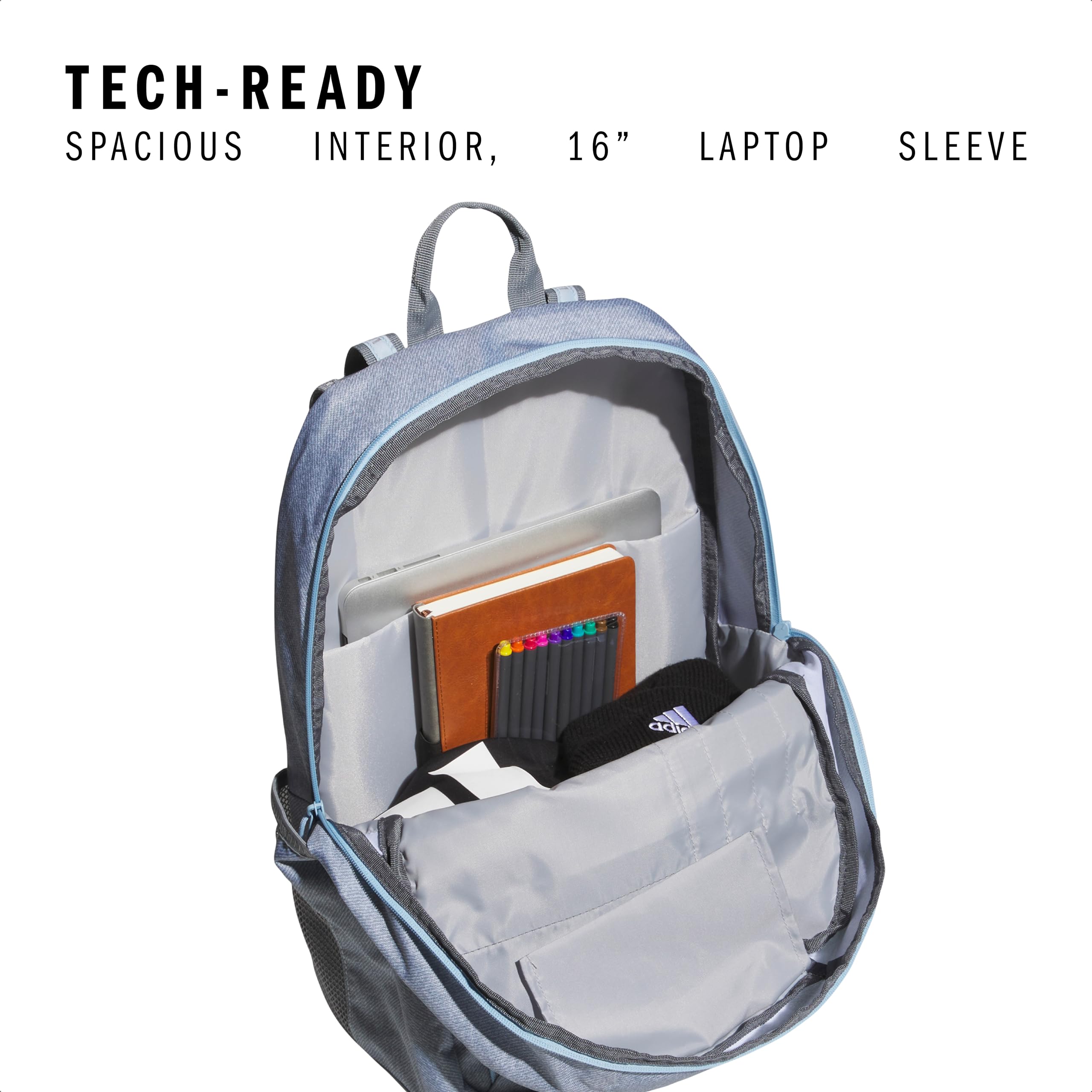 adidas Excel 7 School Backpack for Laptop, Gym and Travel, 34L, Twill White/Black/7.5, OSFA