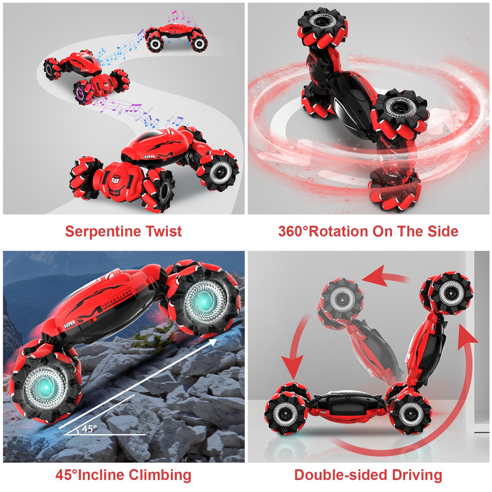 Fosgoit Gesture Sensing RC Stunt Car - Toys for 6-12 Years Old Boys Girls, 4WD Remote Control Car, Hand Controlled Car with Lights Music, Cool Birthday Gifts for Kids Age 6 7 8 9 10 11 12 Years Old
