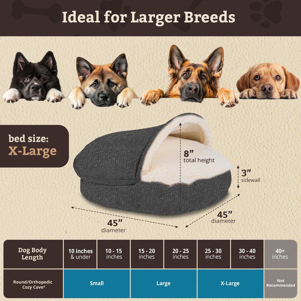 Snoozer Cozy Cave Dog Bed - Indoor Dog Bed with Cover Cave, Covered Calming Burrow for Small Sized Pets with Blanket Attached, Enclosed, Removable Washable Cover - Small, Navy