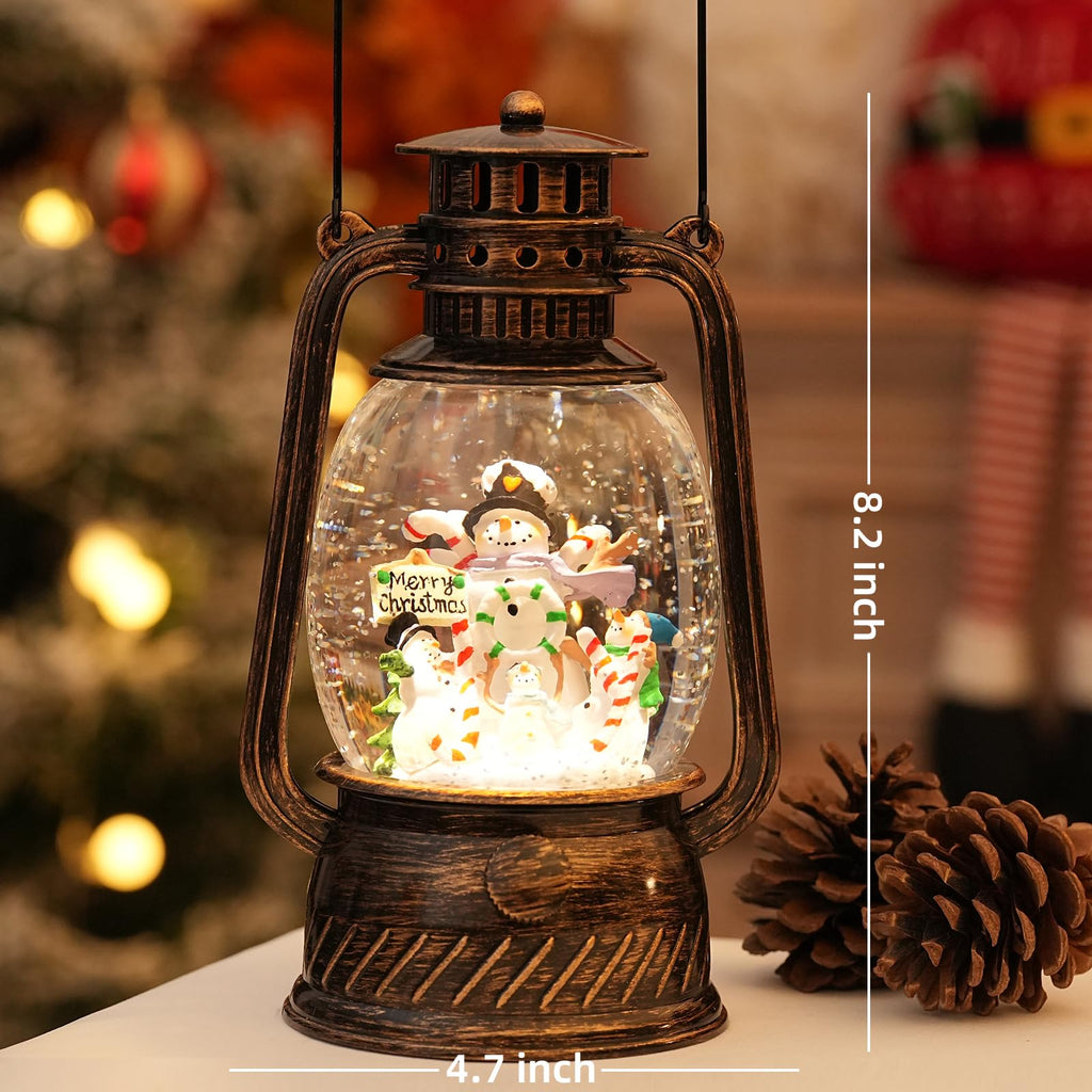 Snow Globe Christmas Decorations Indoor, Santa Claus Lighted Musical Christmas Snow Globes Lantern with Glitter & 6H Timer, Santa Claus Christmas Decorations for Home