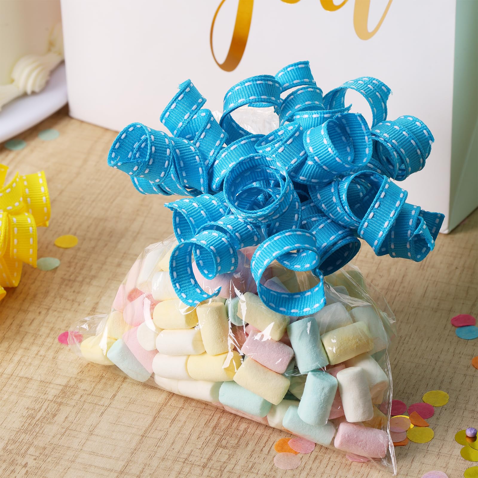 LaRibbon Rainbow Bows - Curly Ribbon Gift Bows, Self Adhesive for Birthday Party, Holiday Party Favors, Gift Wrapping - 6 Counts