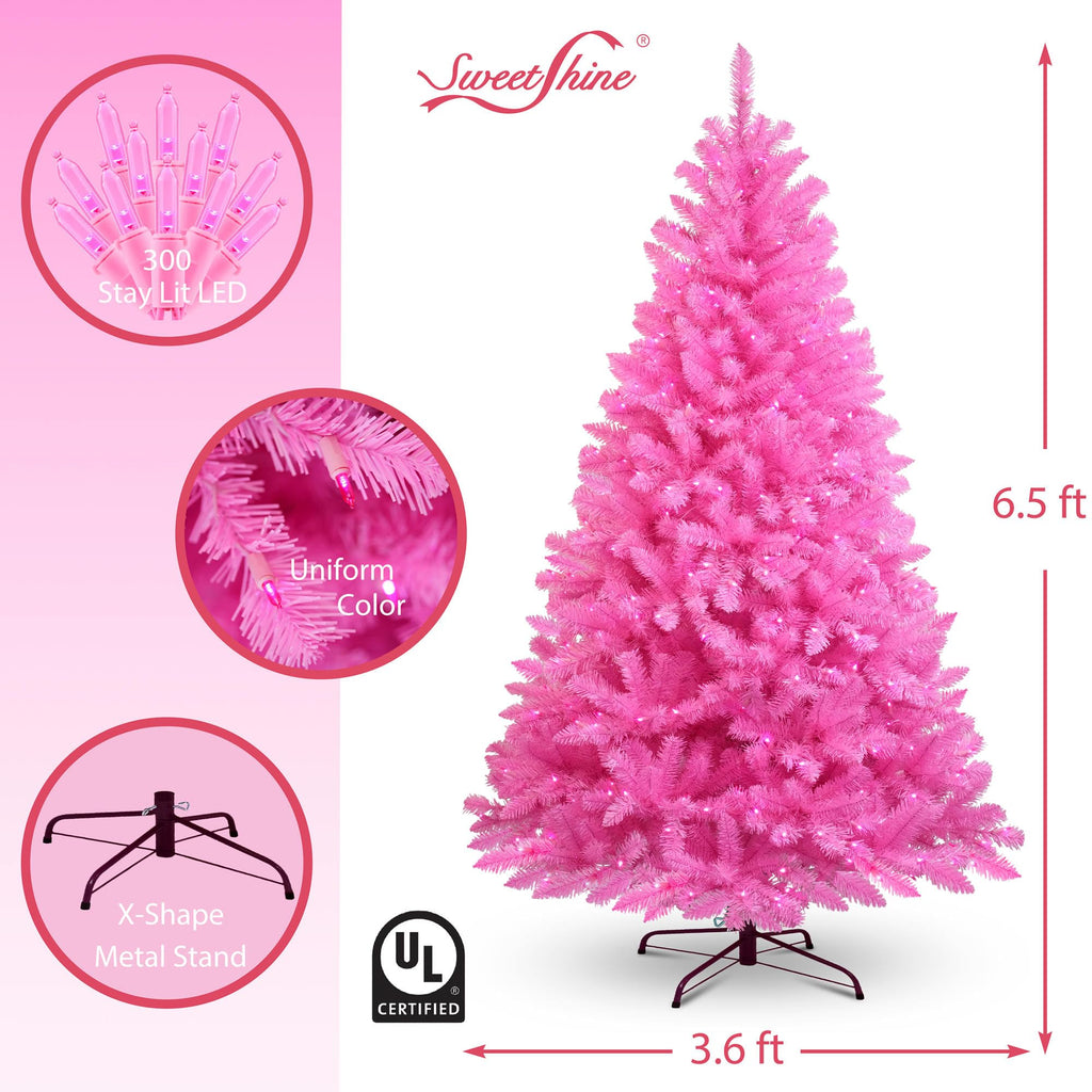 6.5ft Pre-lit Artificial Blue Christmas Tree with 300 LED Blue UL Listed String Lights (Blue)