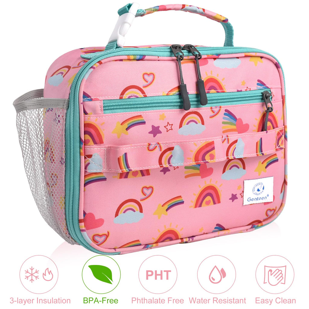 Genteen Lunch Box Kids, Insulated Lunch Bag Kids Boys Girls Back to School, Soft Lunch Box for Men Reusable Lunchbox for Office,Outdoor,School (Black)