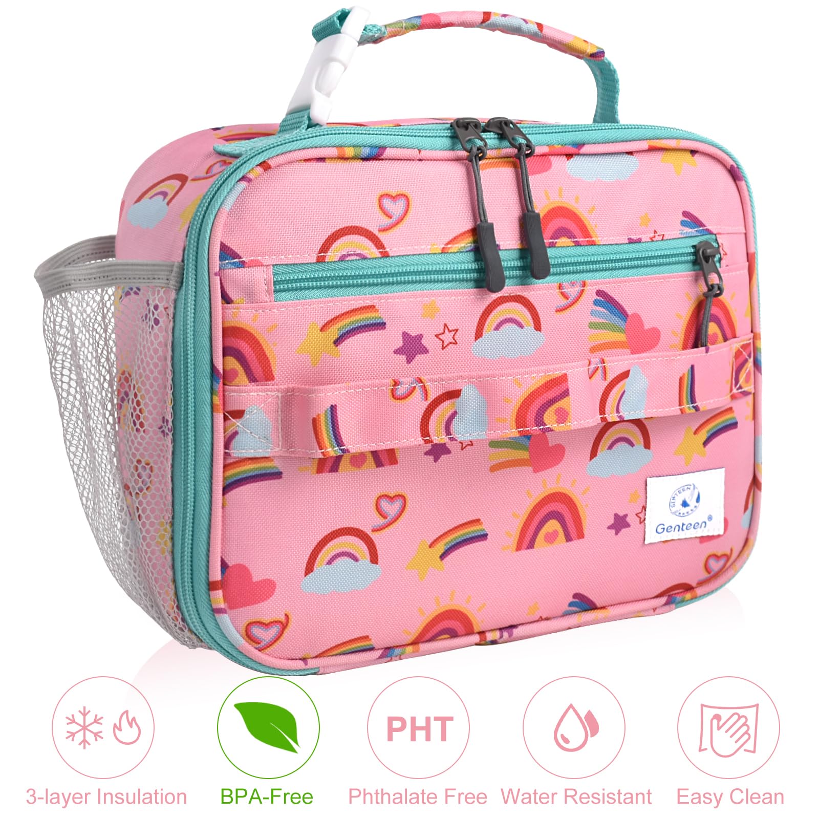 Genteen Lunch Box Kids, Insulated Lunch Bag Kids Boys Girls Back to School, Soft Lunch Box for Men Reusable Lunchbox for Office,Outdoor,School (Black)