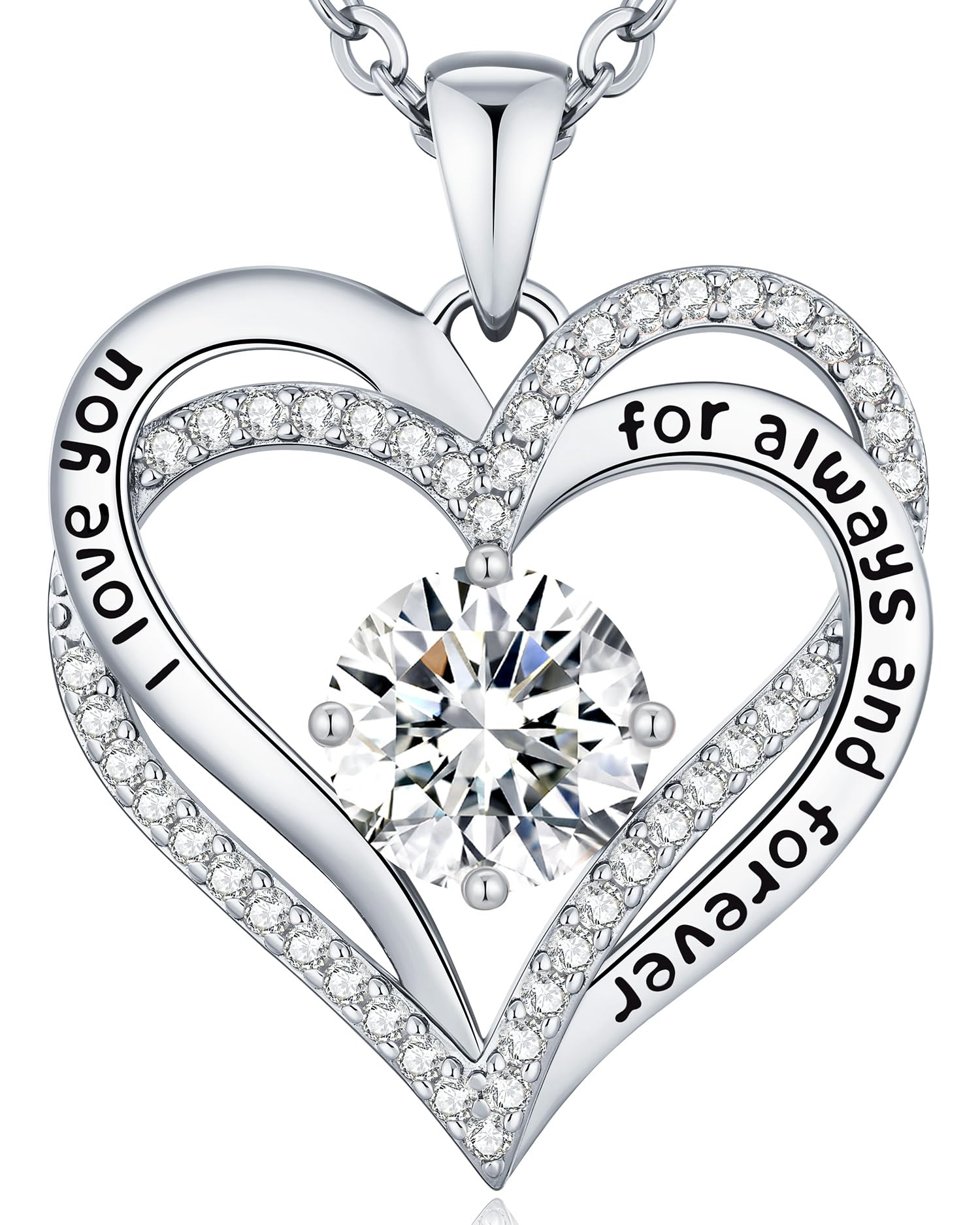 CDE Forever Love Heart Necklaces for Women, Wedding Anniversary, Valentine's，Birthday Mothers Christmas Day Gifts for Mom, Mother, Wife, S925 Silver Jewelry with Birthstone Pendant