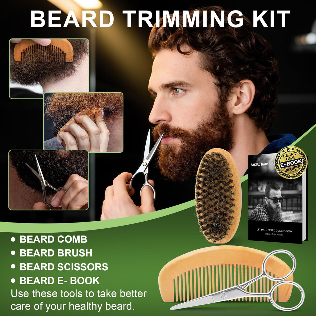 XIKEZAN Fathers Day Gifts for Dad Husband,Beard Kit for Men Grooming & Care w/Beard Conditioner, Wash,Oil,Balm,Birthday Valentines Easter Gifts for Mens Him Boyfriend Christmas Stocking Stuffers